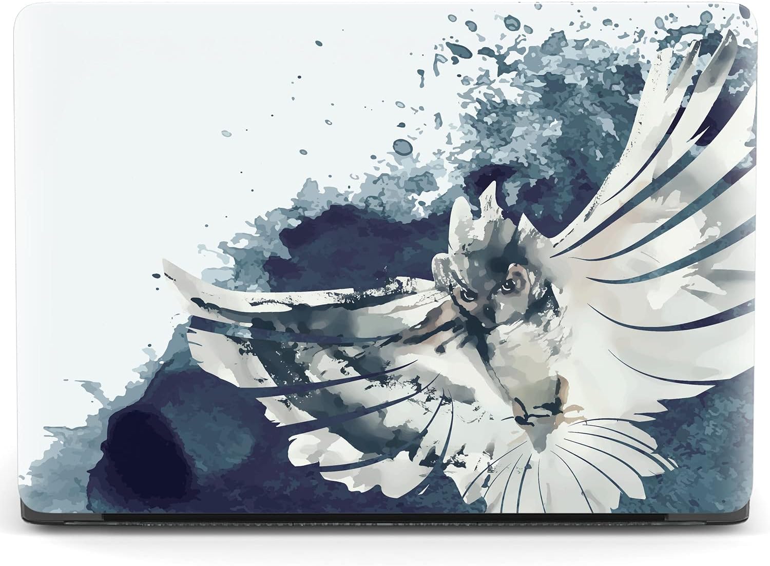 Mertak Hard Case Compatible with MacBook Pro 16 14 Air 15 13 inch M3 M2 M1 Mac 2024 2023 2022 2018 Painted Clear Wings White Print Aesthetic Bird Flying Owl Cover Plastic Protective Laptop