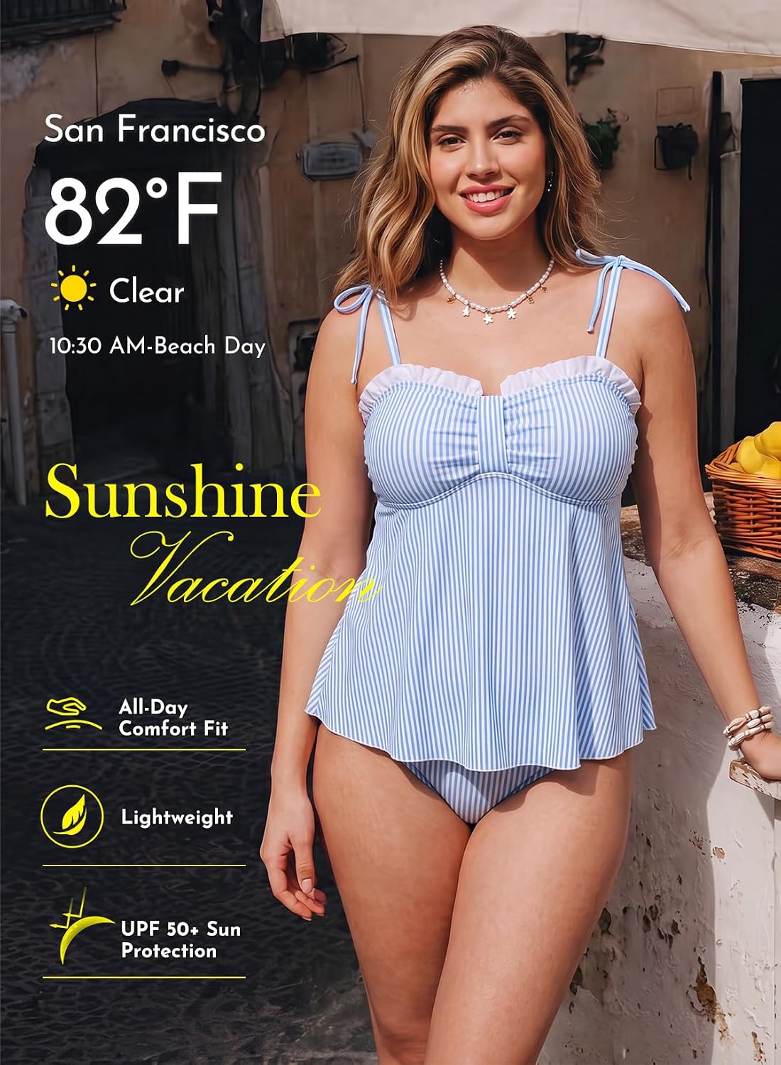 Aleumdr Women's Two Piece Tankini Set Ruffle Tie Knot 2026 Summer Swimwear