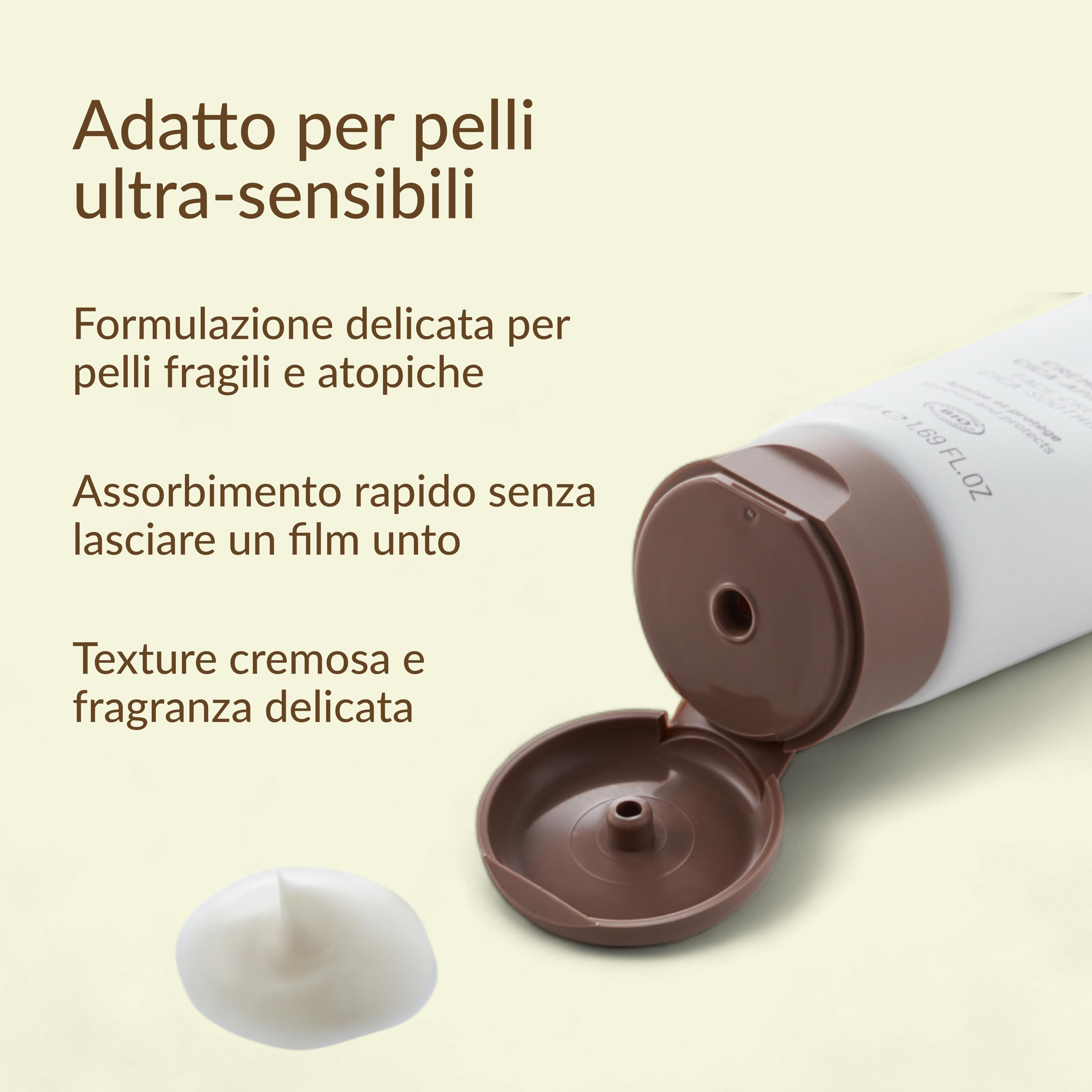 Sérénibio Crema Viso Centella Asiatica - Lenisce, Protegge e Ripristina - Cura Viso Professionale Certificata Bio Vegan e Equosolidale - Crema Idratante per Pelli Ultra Sensibili - 50ml