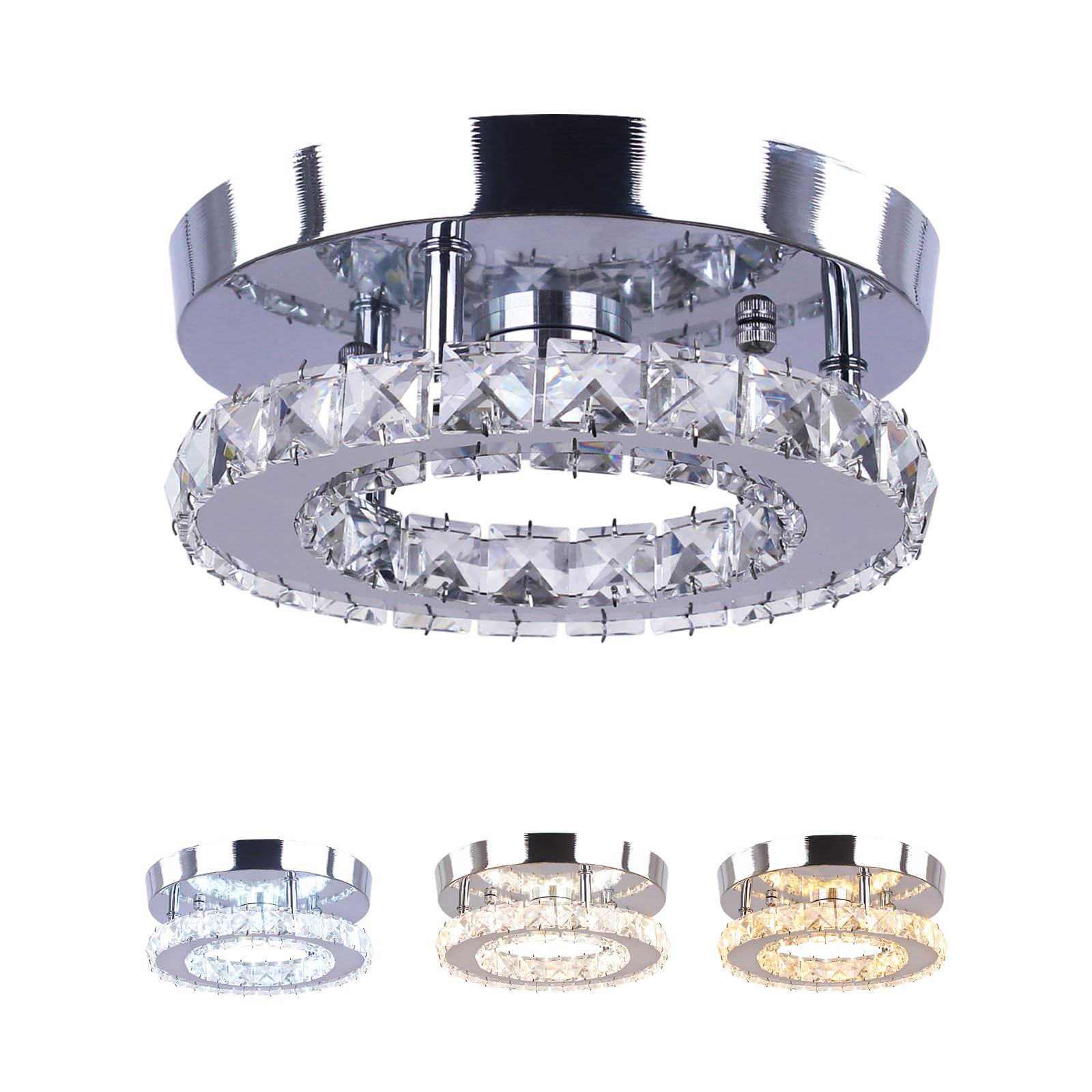 Photo 1 of diisunbihuo Modern Mini Led Crystal Chandelier Semi Flush Mount Crystal Pendant Ceiling Light for Bedrooms Dinning Rooms Hallway (Multicolor)