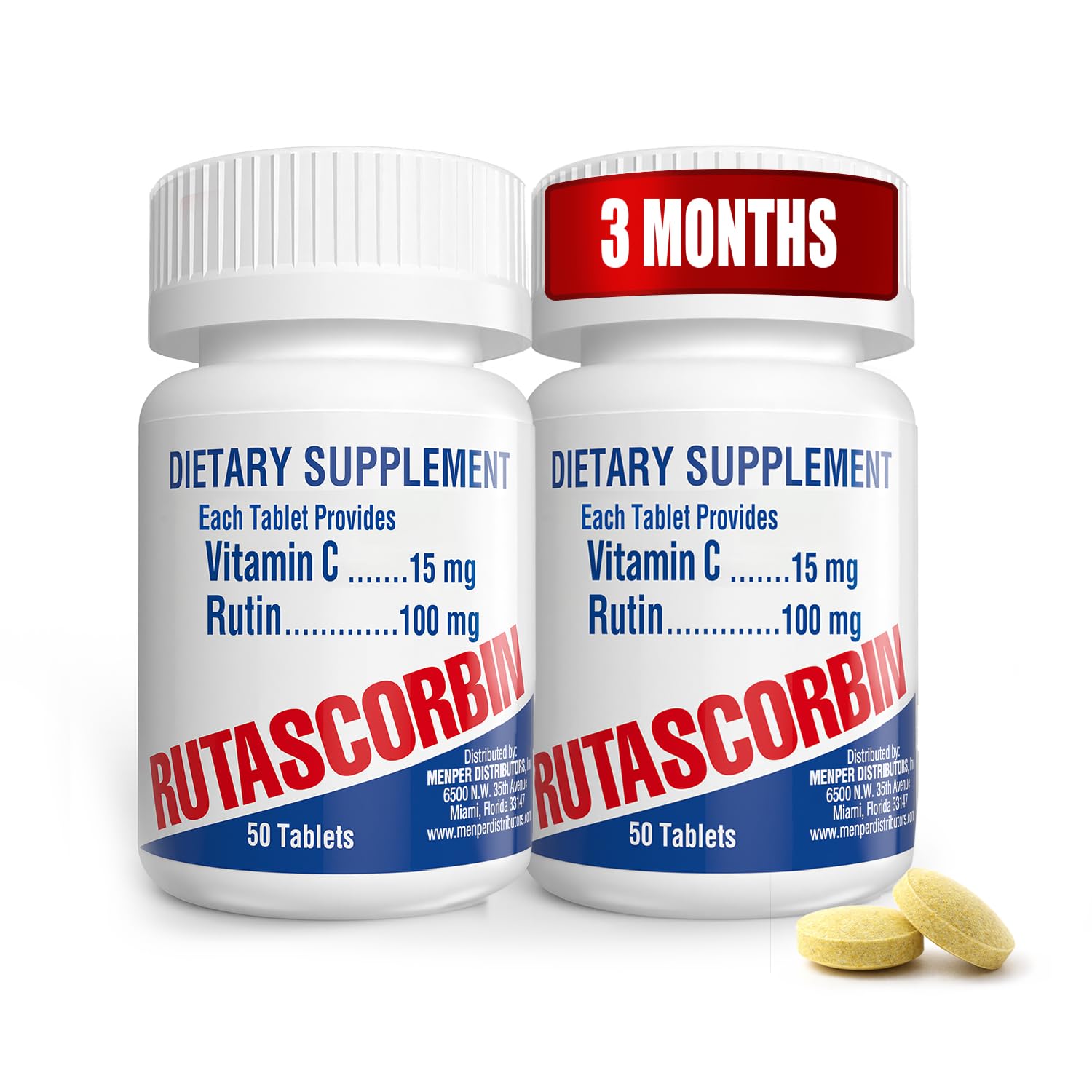 Rutin Supplement & Vitamin C | 50 Tablets | 2-Pack 50 Count (Pack of 2)