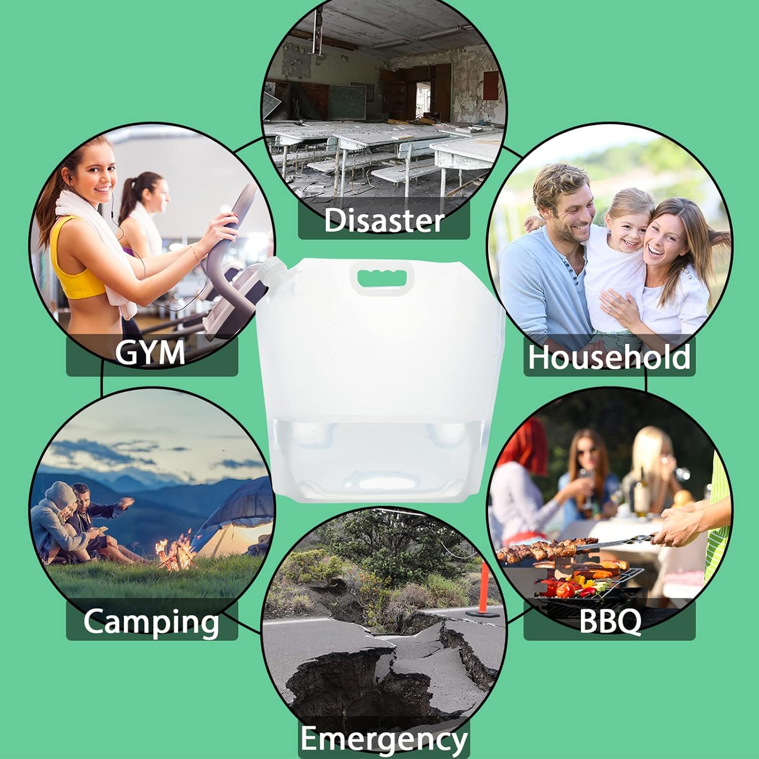 63 Gallons (24 pcs, 2.6 Gallons Each) Collapsible Water Containers, Emergency & Camping Use, Reusable, Food Grade, Leak-Proof, Freezable