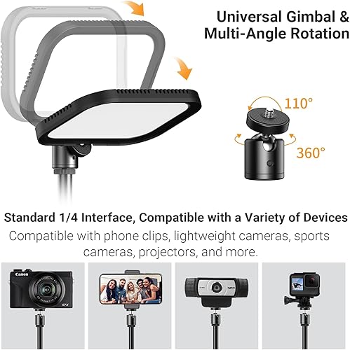 Miniatura 6 de APEXEL Kit de iluminación de video fotográfico, luces LED regulables de 5600 K USB para grabación de video con soporte de trípode ajustable y