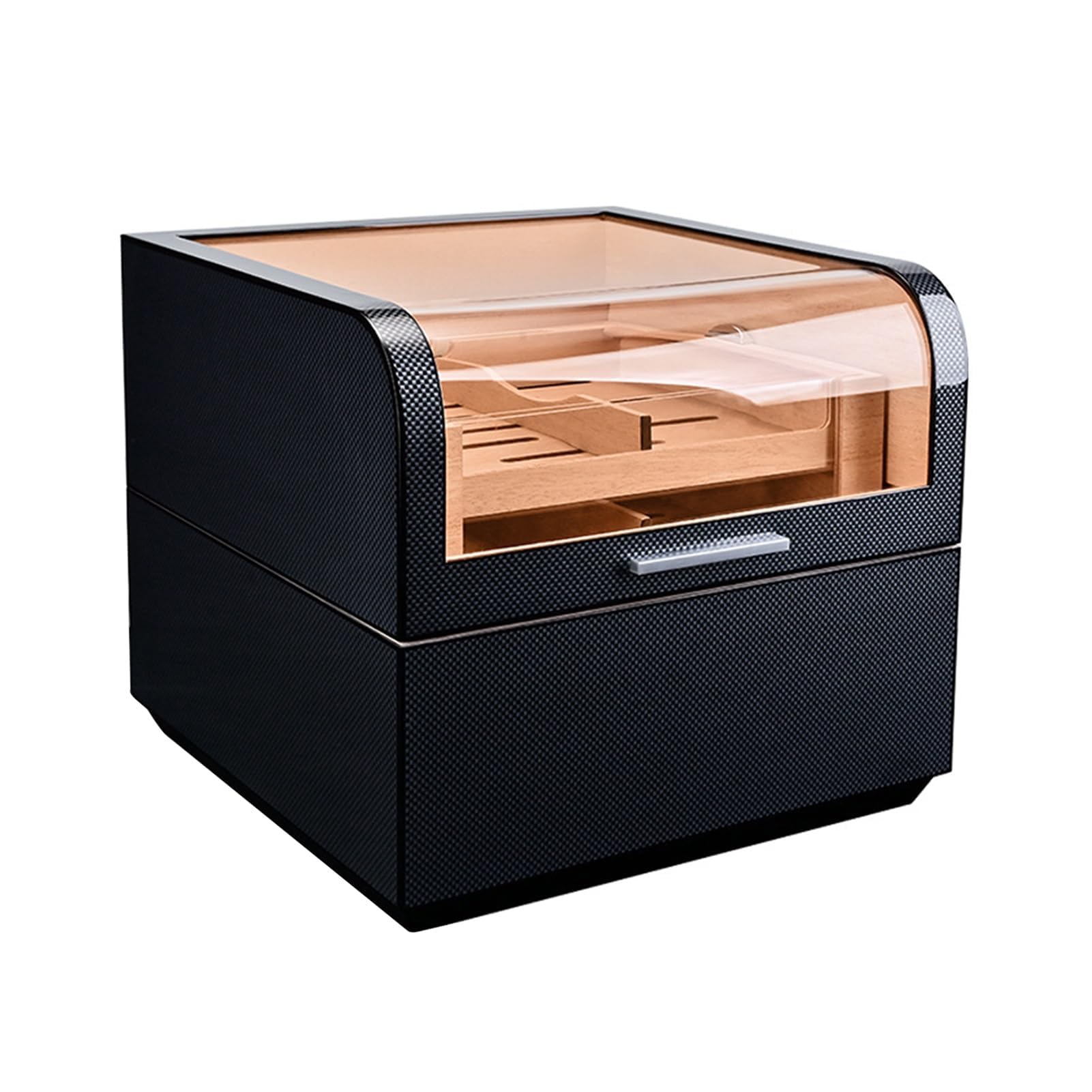 Cigar Humidor Glass-Top Cedar Wood Case With Humidifier
