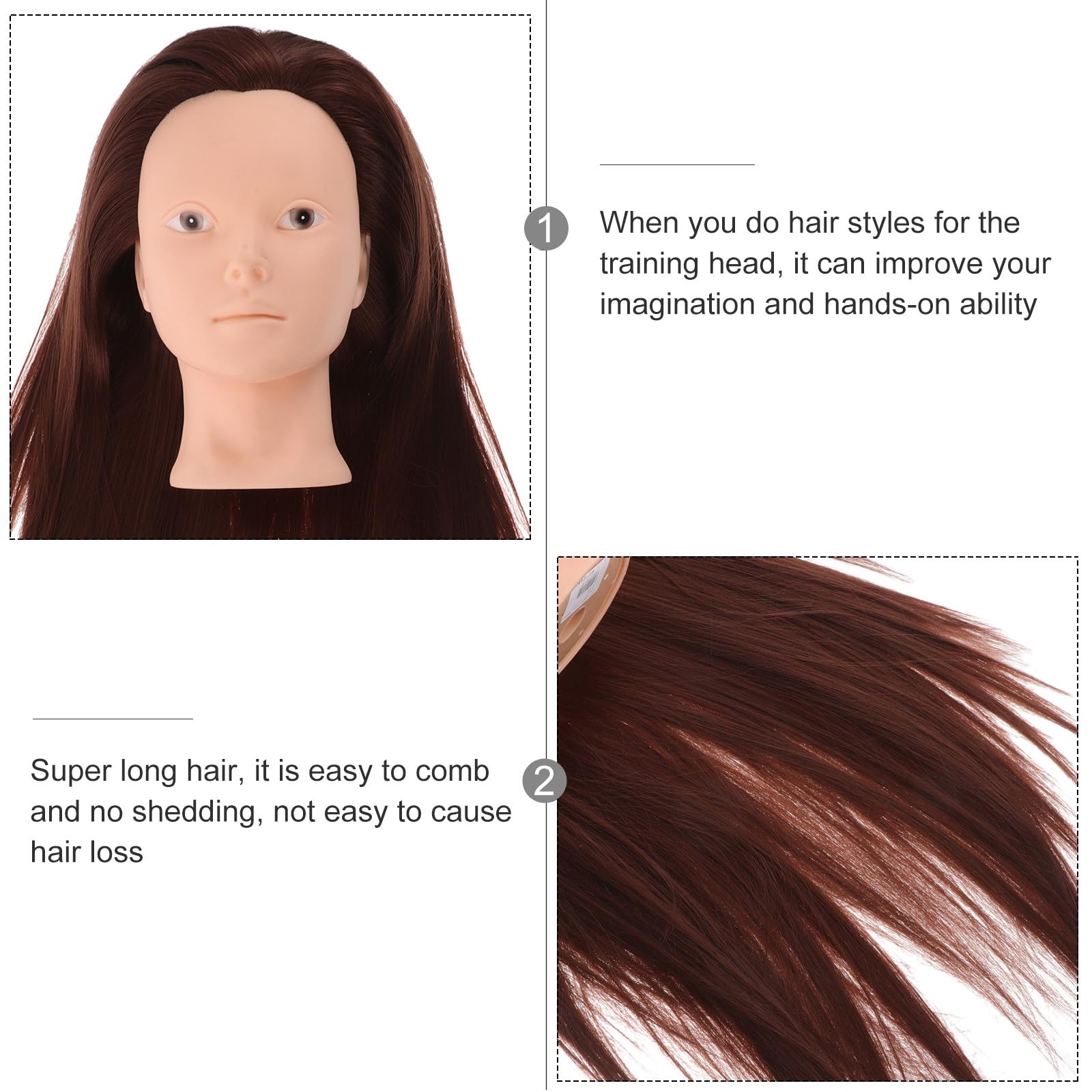 jojofuny Übungskopf Echthaar Hitzebeständig für Flechten Hochsteckfrisuren Friseurausbildung Make Up Training Salon Trainingskopf