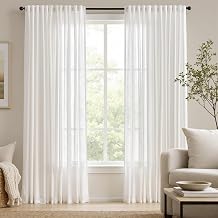 jinchan White Semi Sheer Curtains Light Filtering 84 Inches Long 2 Panels