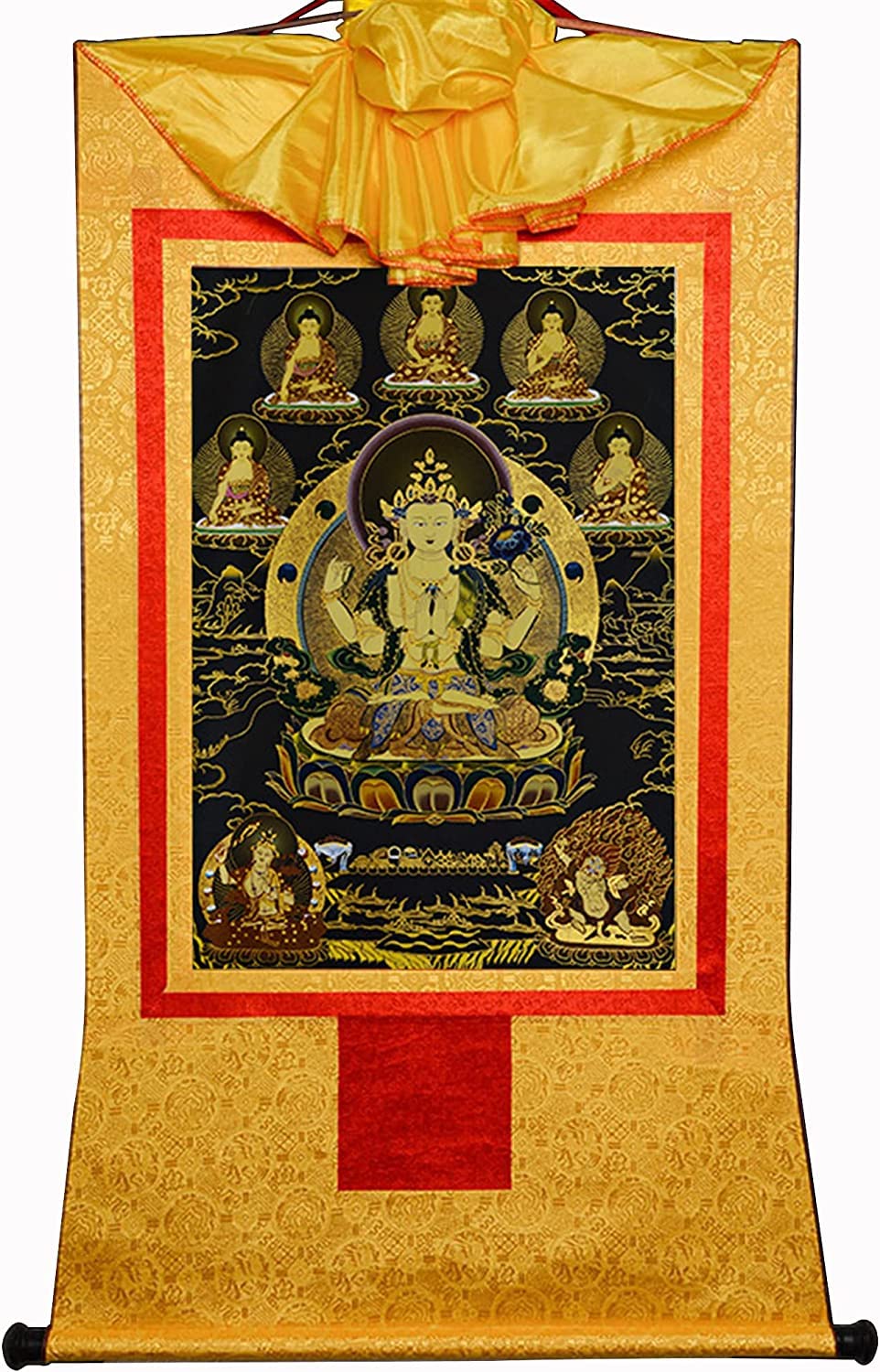 h21# 四腕観音 仏祖 唐卡 タンカ Thang-ga 装飾画民间文化芸術 h21# 四腕観音 仏祖 唐卡 タンカ Thang-ga 装飾画民间文化芸術 h21#