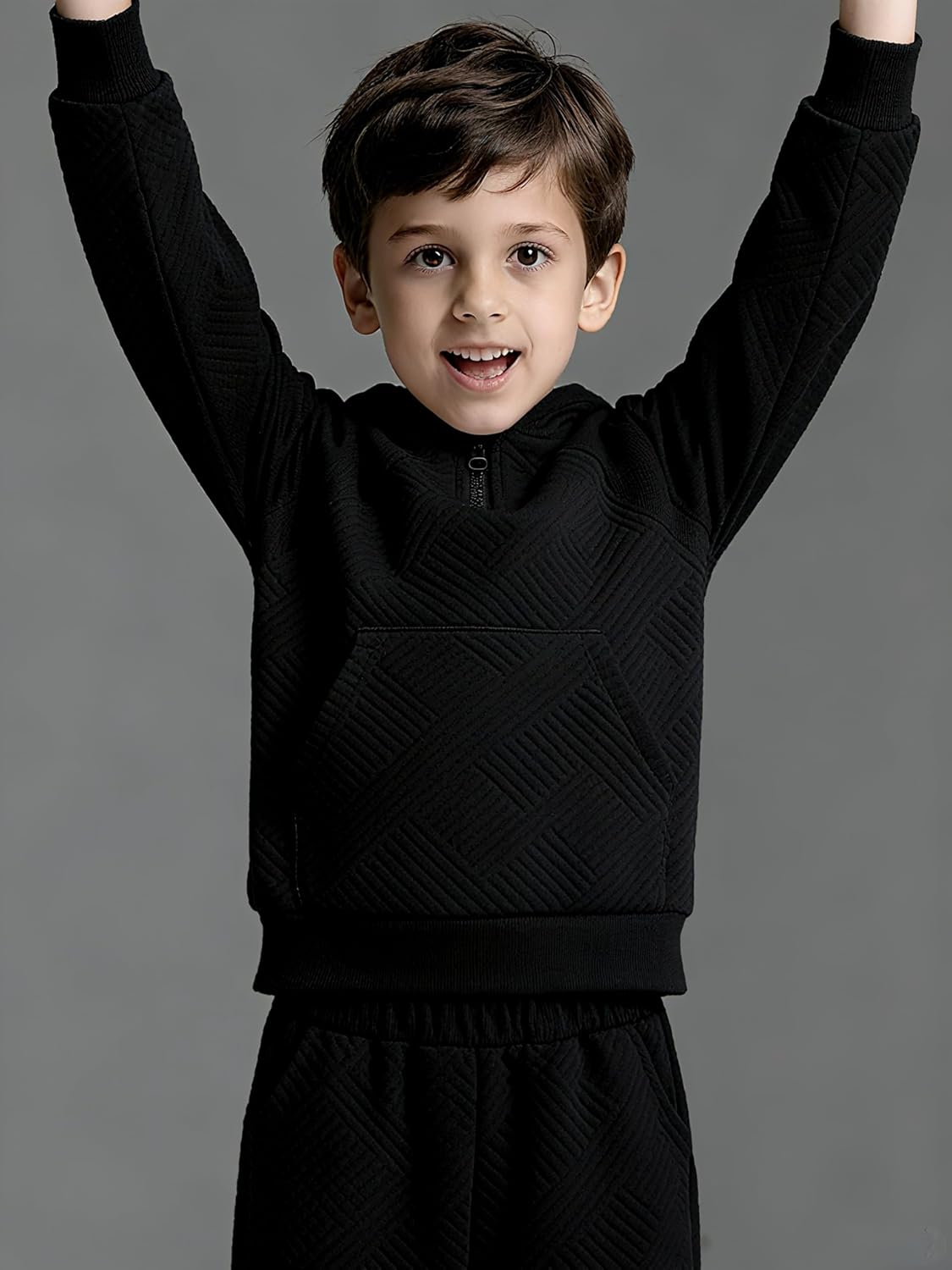 Kid Boys' CLothes Half-Zip Hoodie Top and Sweatpants Set Fall Outfit for Ages 6-12 - Image 4