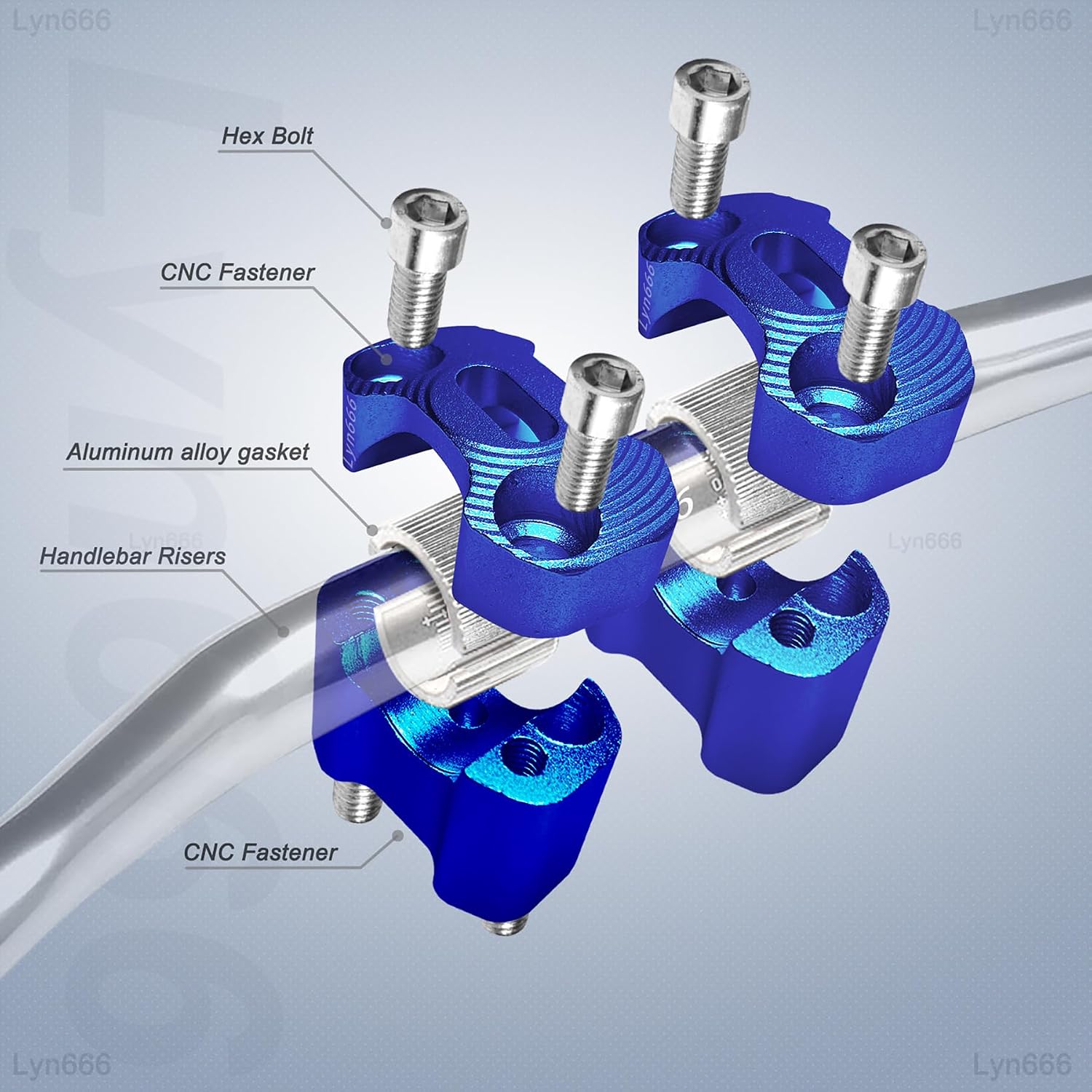Motorcycle Handlebar Risers Universal Handle Bars Mount Clamps Fit for 1 1/8 inch(28mm) or 7/8 inch (22mm) handlebar of Motorcycle Dirt Bike ATV, Blue