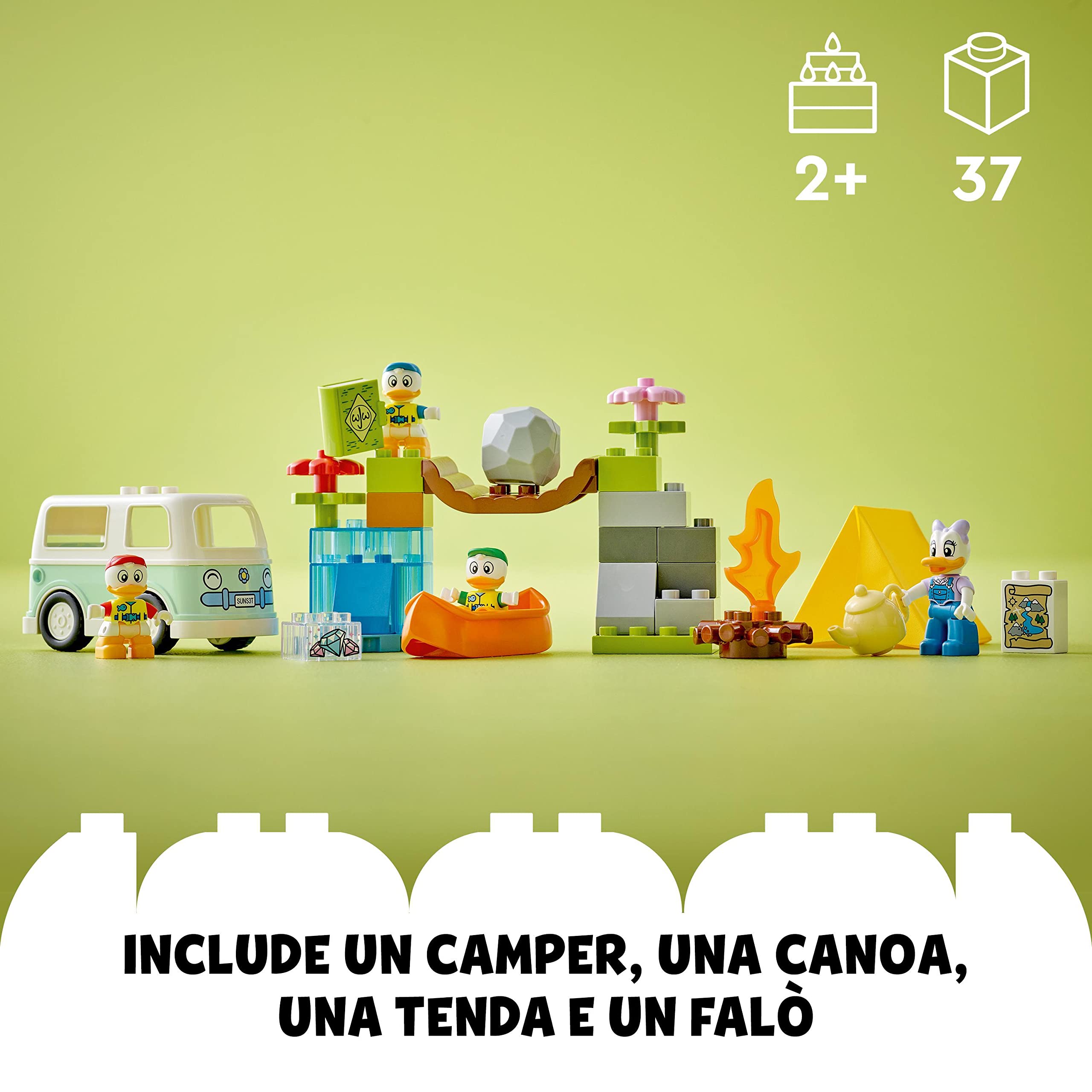 LEGO DUPLO Disney Topolino e i Suoi Amici Avventura in Campeggio, Set con Camper Giocattolo, Canoa e Figura di Paperina, Giochi per Bambini e Bambine da 2 Anni in su, Idea Regalo di Compleanno 10997