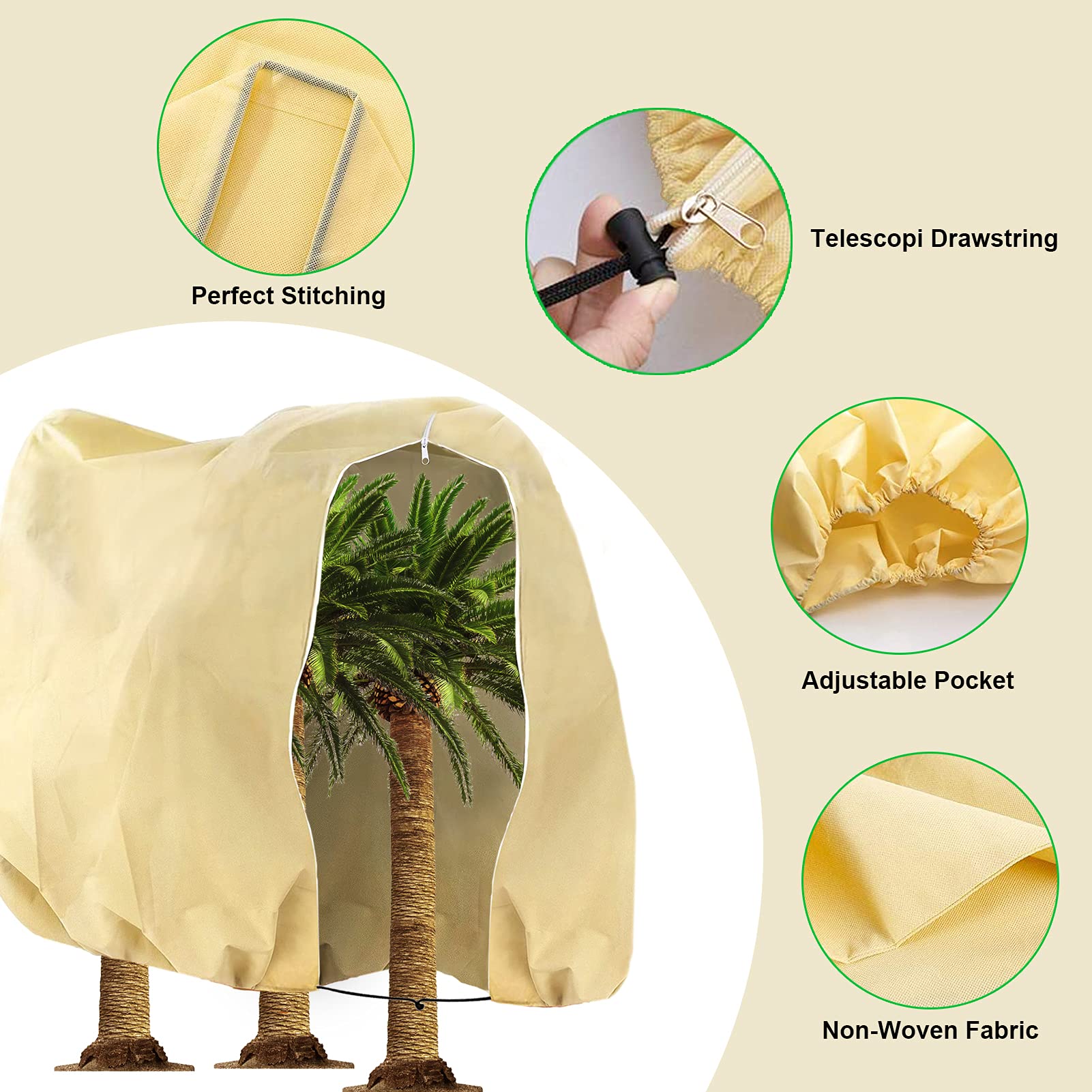 Tesmotor Pflanzenschutzhauben, Winterschutz Kübelpflanzensack Frostschutz Schutzhaube mit Zugband -140 g/m²(360 x 250CM)