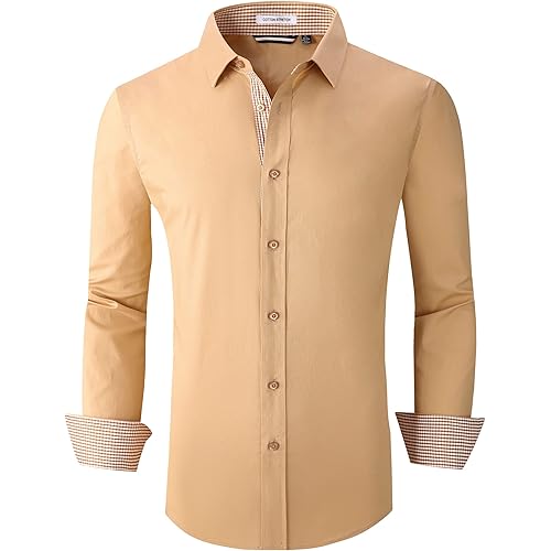Alex Vando Mens Dress Shirts Regular Fit Long Sleeve Stretch Business Dress Shirts for Men