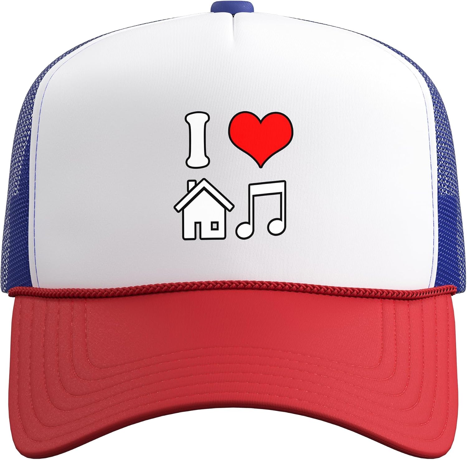 I Love House Music Funny Electronic Music Trucker Hat with Adjustable Mesh Back image 2