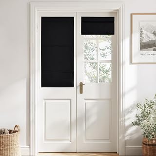 NICETOWN Black Magnetic Blackout No Drill French Door Curtain for Window