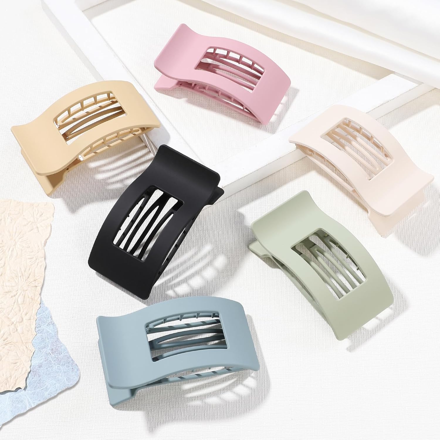 French Flat Hair Clips for Women 6pcs Hair Claw Clips for Thick or Thin Hair Matte Claw Clips for Girls Barrettes Non-Slip Strong Hold Hair Accessories for Women (Light Colorful) - Image 5