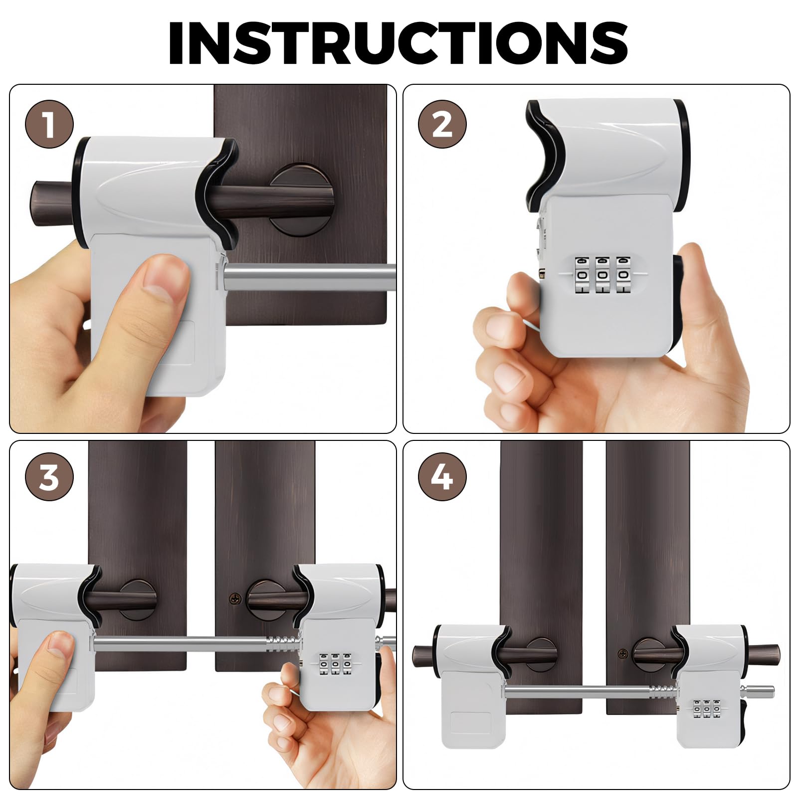 Woobroo Patio Door Lock, 3-Digit Zinc Alloy Combination Security Lock for French & Conservatory Doors, Fits Horizontal Handles - Image 4