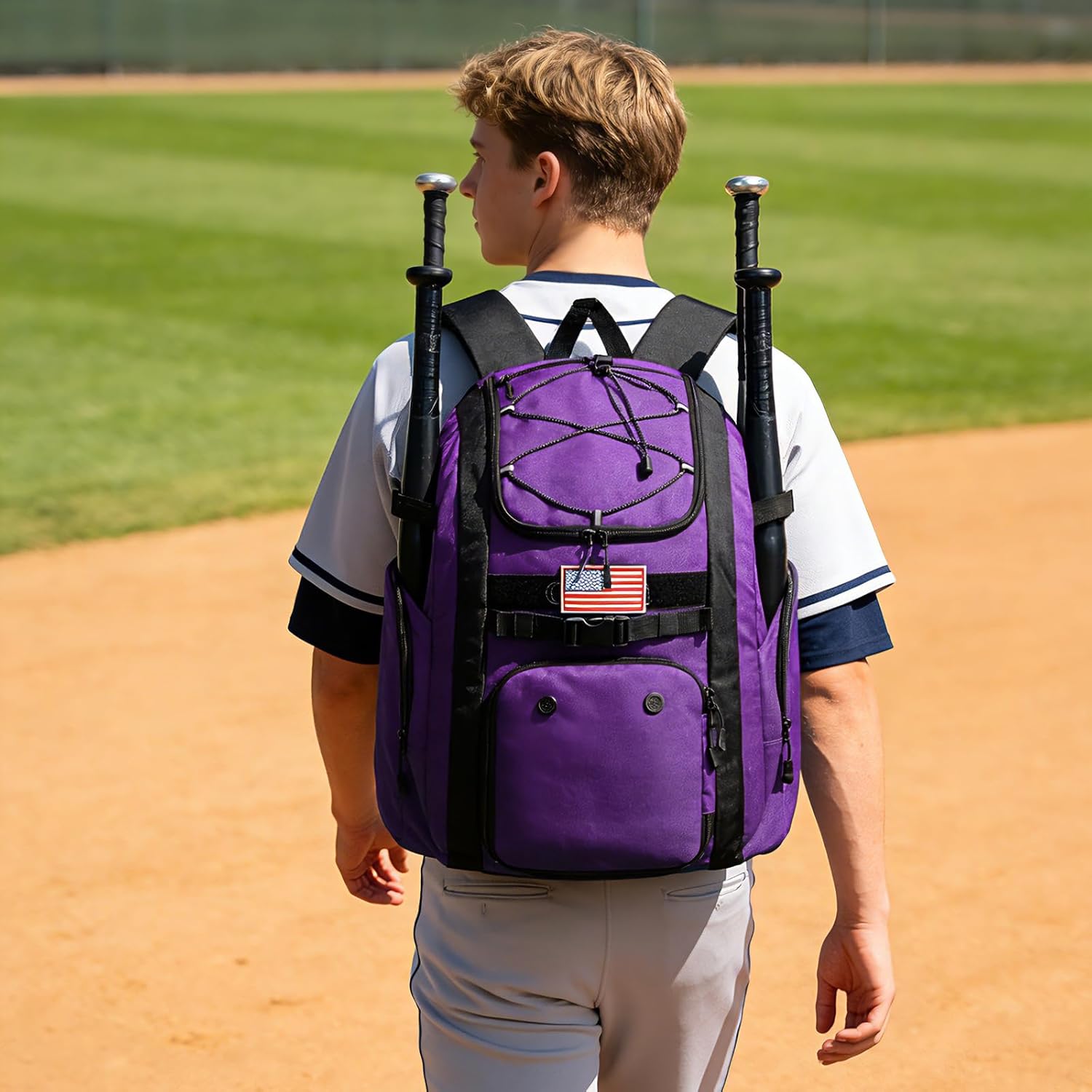 Goloni Baseball Bag, 60L Capacity Softball bag Holds 4 Bats for Youth & Adult, Baseball Bat Backpack with Shoes Compartment,Helmet Holder,Fence for Hook T-Ball, Softball Equipment, Baseball Gear