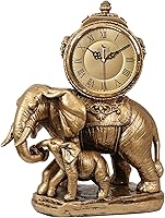 Vista 9 de Table Clock Pendulum Clock Desktop Desktop Elephant Clock Clock Ornaments Home Living Room Retro Wood Old-Fashioned Clock Desk Clock (Color : B)