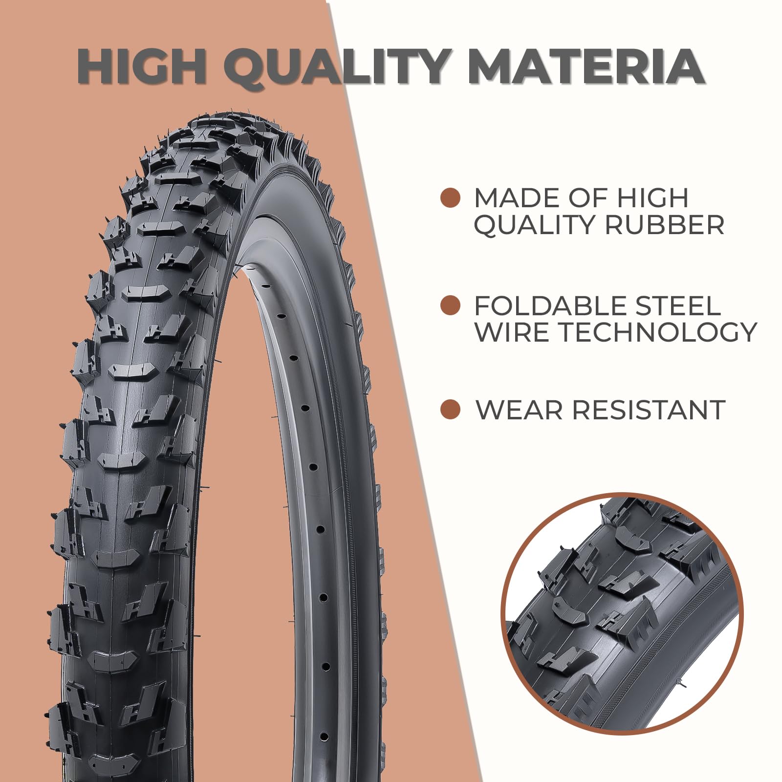 2 pneumatici da bicicletta da 20 x 1,75 cm, 20 x 1,75, 47 – 406, compatibili con mountain bike, bici da corsa, 20 x 1,50, 20 x 1,75, 20 x 1,90, pieghevoli