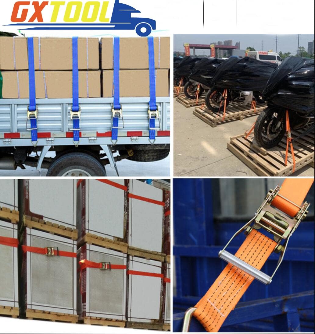 Ratchet Straps, 2" x 17' Heavy Duty Ratchet Straps Load up to 10000Lbs Cargo Straps for Trucks, tie Down Strap for Moving Appliances, Lawn Equipment