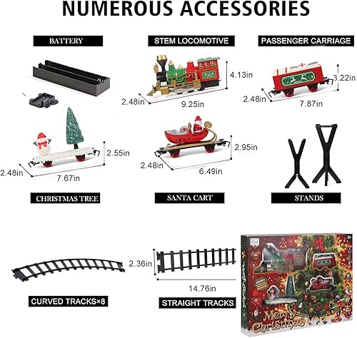 Miniatura 6 de Juego de tren de Navidad para árbol de Navidad, juego de tren ferroviario con humo, luces, sonido y muñeco de nieve de Papá Noel