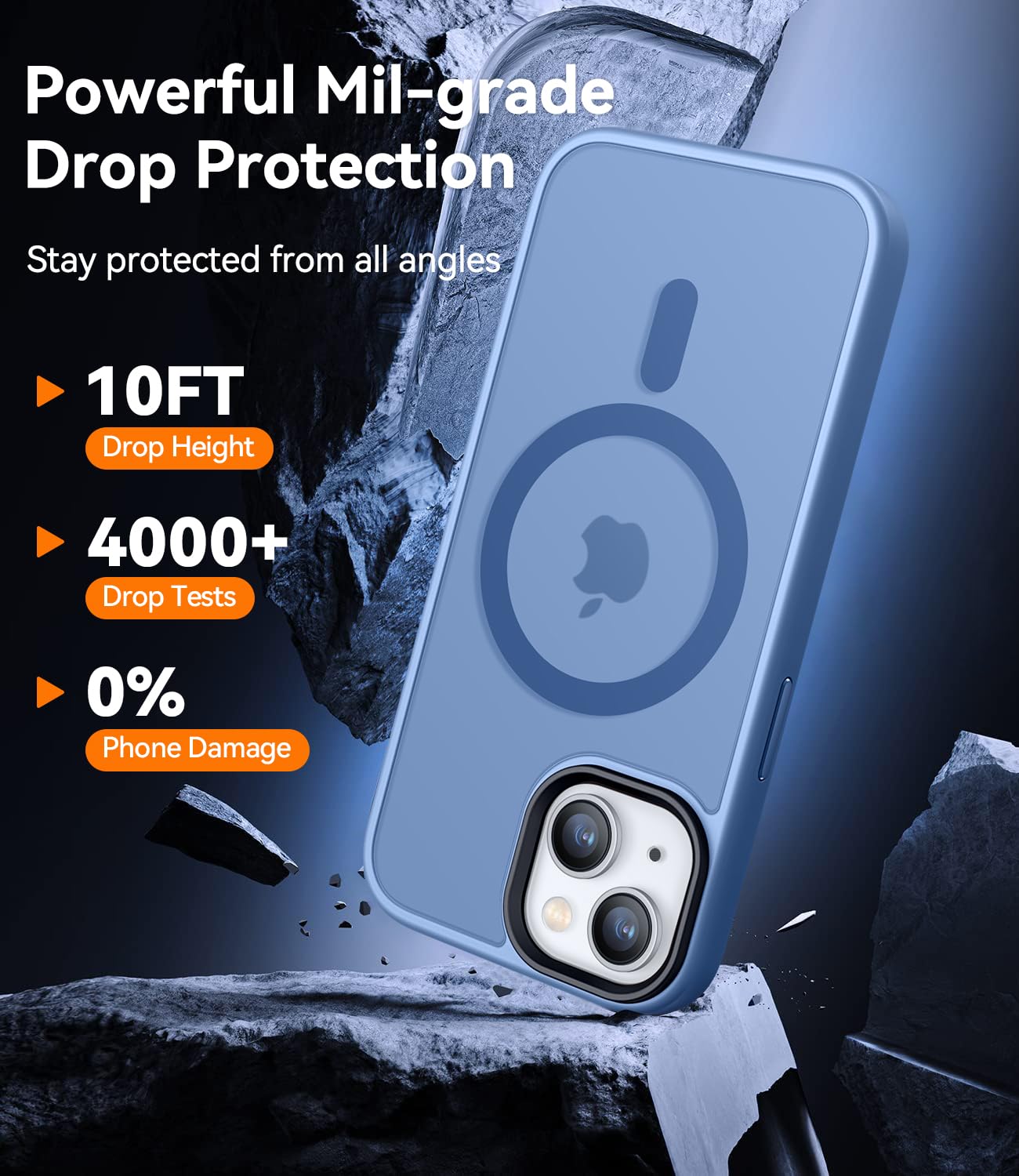 CANSHN Cover Magnetica Opaca per iPhone 13/14, [Compatibile con MagSafe] Custodia Traslucida Opaca Protettiva Sottile Antiurto 6,1 Pollici - Blu Chiaro