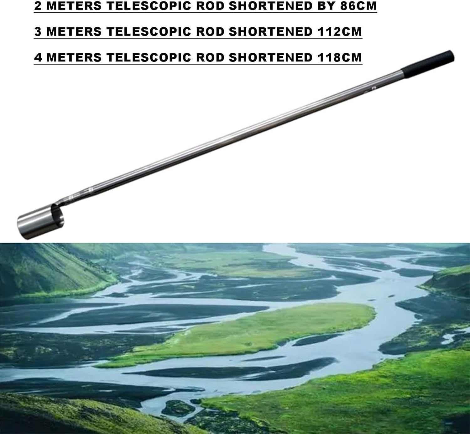 JOSBY 500ML Retractable Sampler Rod, 2/3/4m Lab Liquid Extractor, Stainless Steel Telescopic Water Sampler Dipper, Long Handle Round Mouth Sampling Scoop, for Environmental Monitoring, Removes Debris