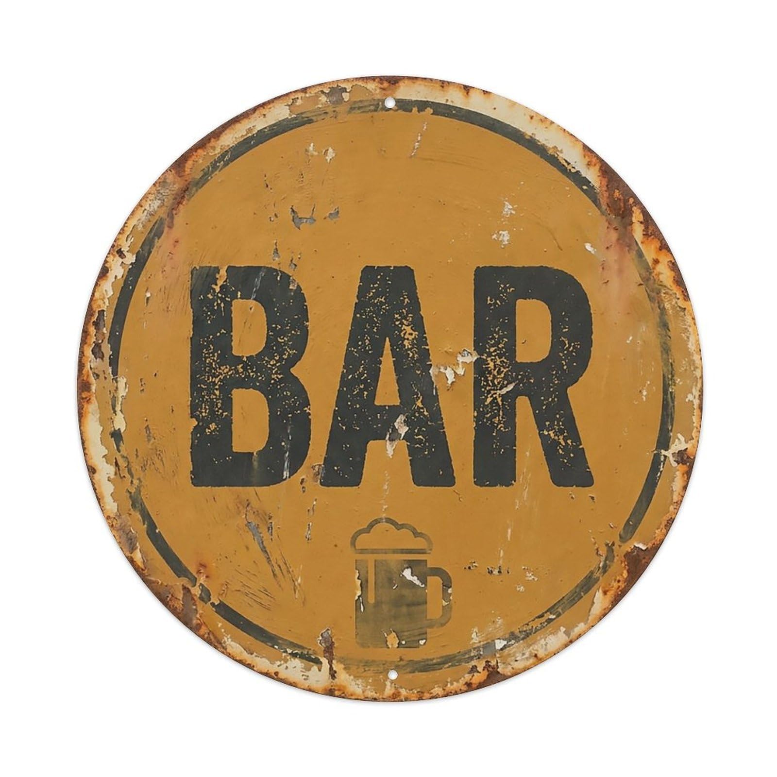 Vintage Beer BAR Ochre Yellow Retro for Pub Metal Tin Sign