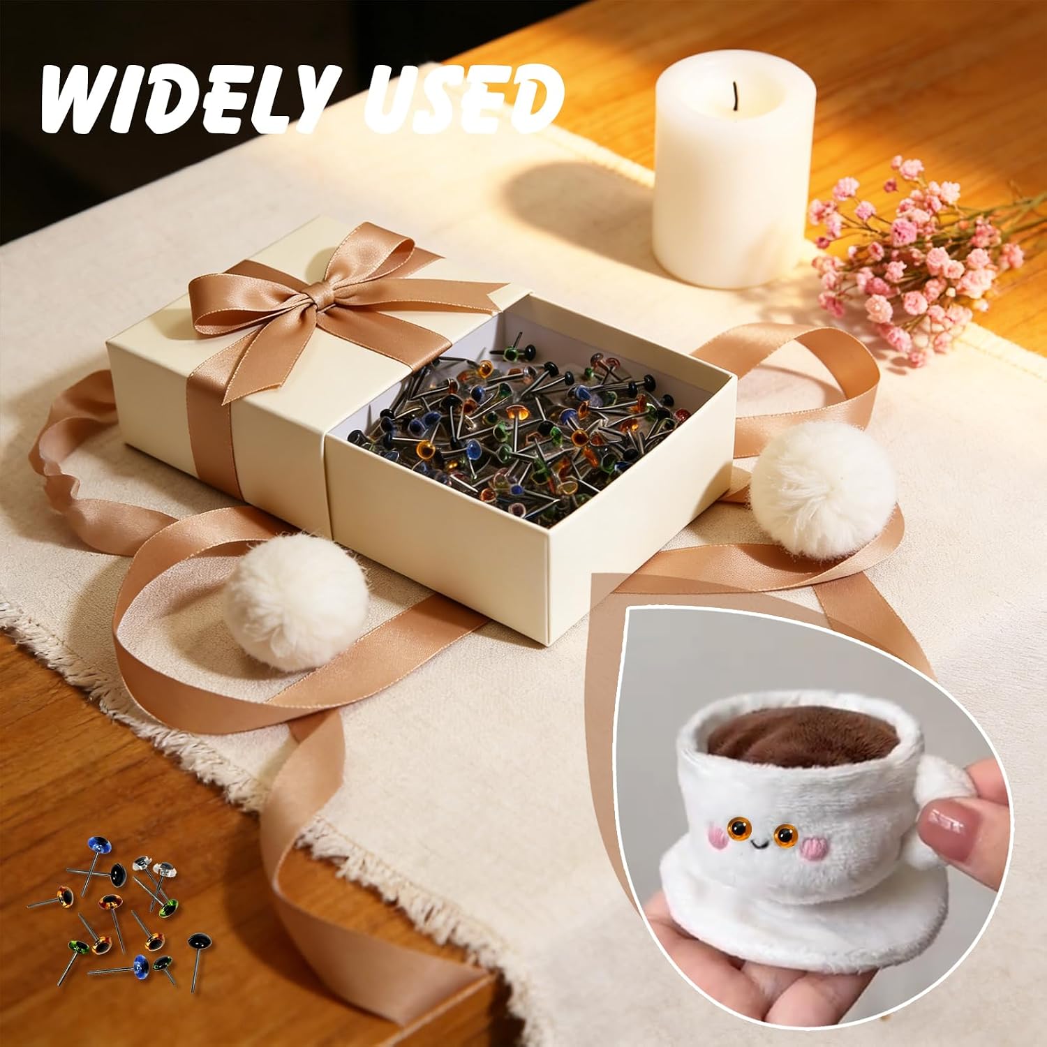 TOAOB 100pcs 3mm Glass Eyes Kits Mixed Colors for Crafts Needle Felting Decoration Sewing