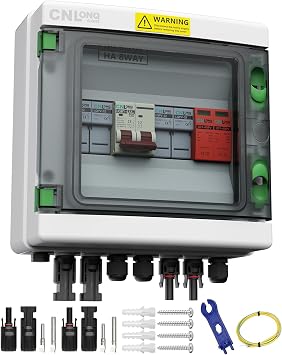 2 String Solar PV Combiner Box IP65 2 in 1 Out DC500V 40A Circuit Breaker with Surge Protector and 20A PV Fuse,Solar Disconnect Switch Outdoor Waterproof for Solar Panels System