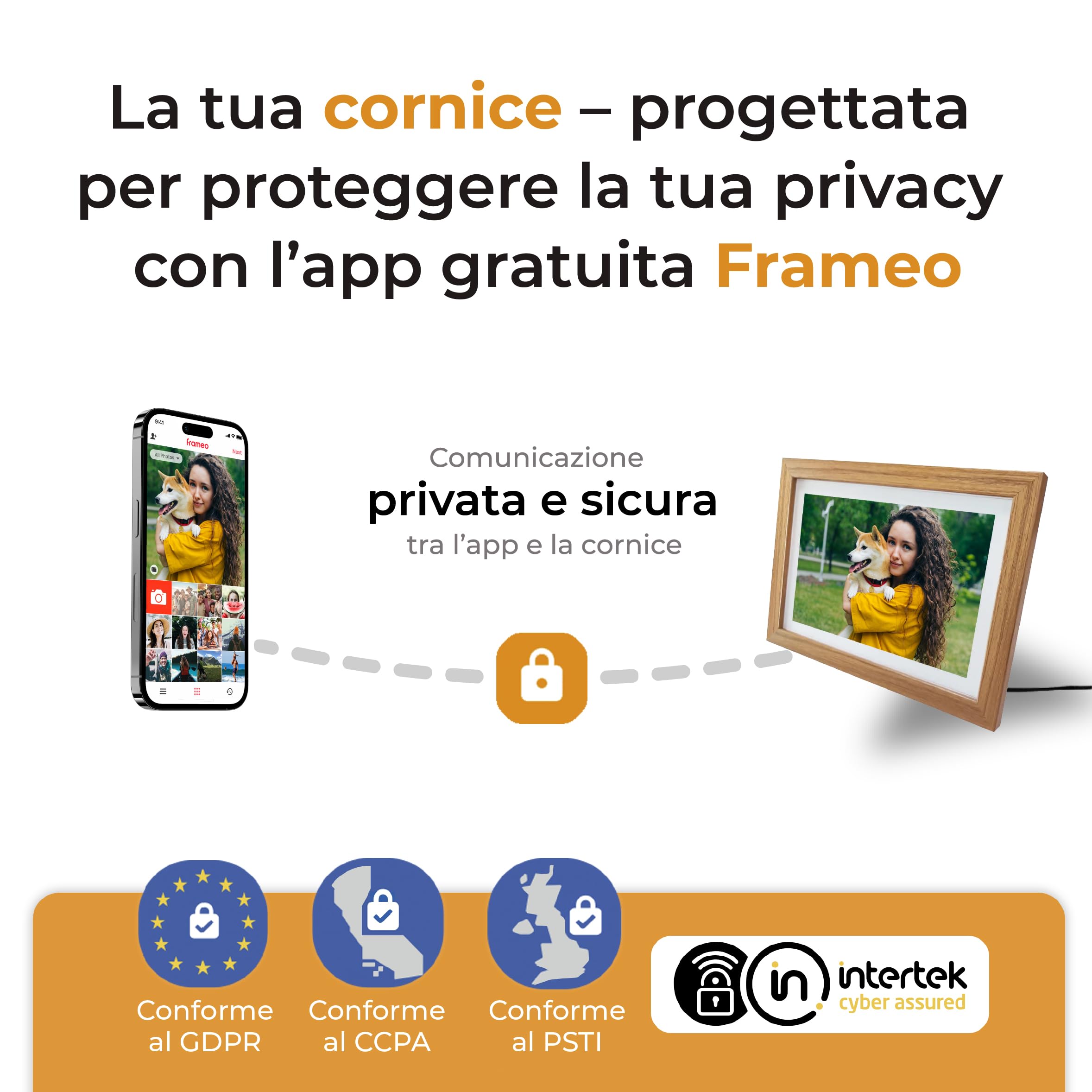Cornice Digitale 10 Pollici WiFi – Schermo IPS HD 1280x800 – Portafoto Digitale Frameo Denver per Foto e Video – Cornice Elettronica Touchscreen Smart – 16GB Memoria – Slot microSD – Legno Chiaro
