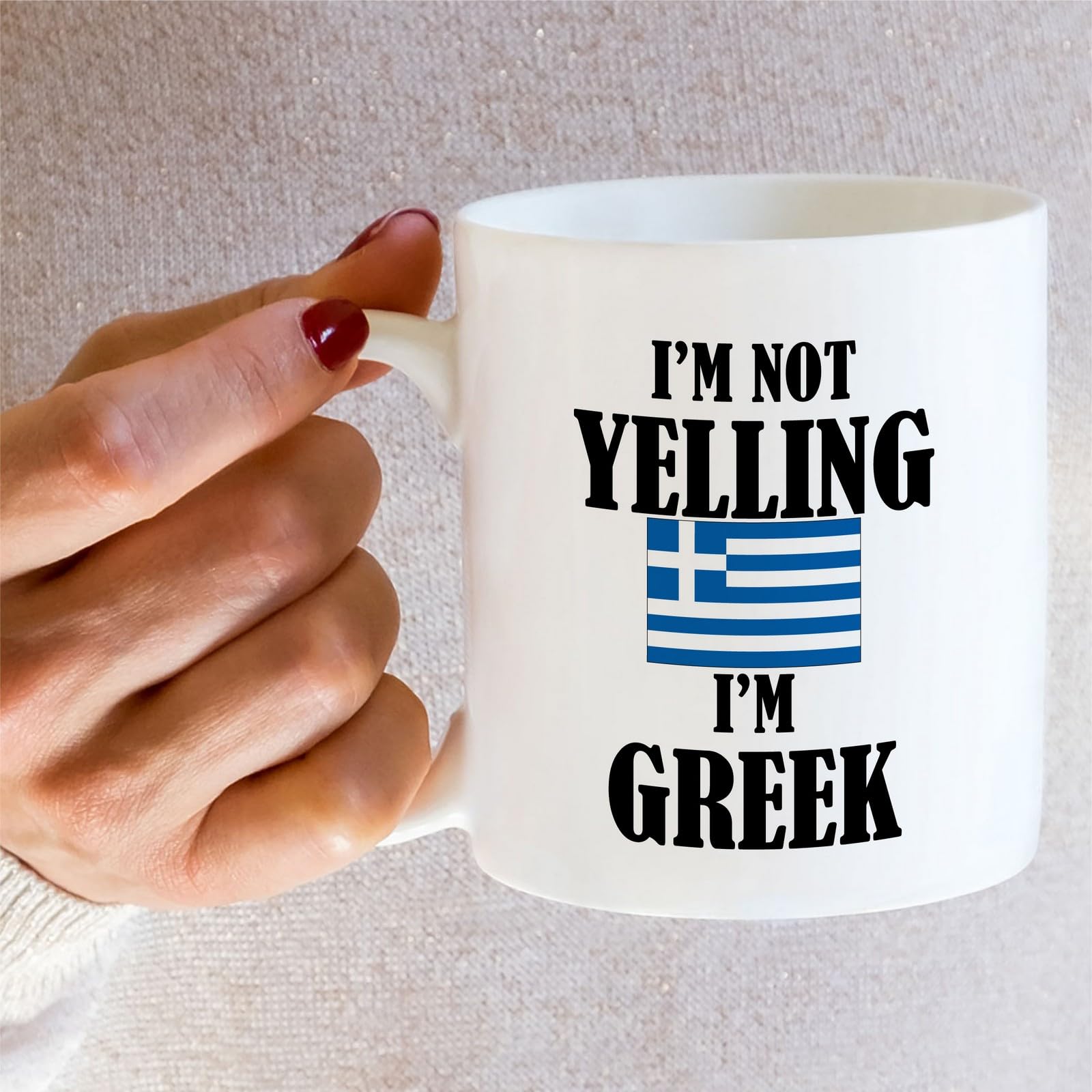 Retreez Funny Greek Mug - I'm Not Yelling I'm Greek 11 Oz Ceramic Coffee Mugs - Funny, Sarcasm, Sarcastic, Inspirational Greece birthday gifts for Greek friends, coworkers, men women dad mom bro him