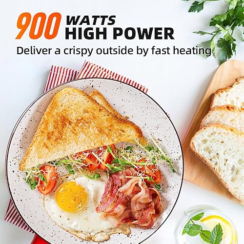 Miniatura 6 de Tostadora negra de 2 rebanadas, tostadora de ranura extra ancha para bagels, pan, waffles, 7 ajustes de sombra, 4 funciones principales, bandeja de