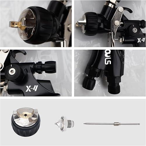 Miniatura 4 de HVLP Pistola de pulverización de aire con boquillas de 1.30.067 in, pistola de pintura en aerosol de alimentación por gravedad con taza de 40020.3