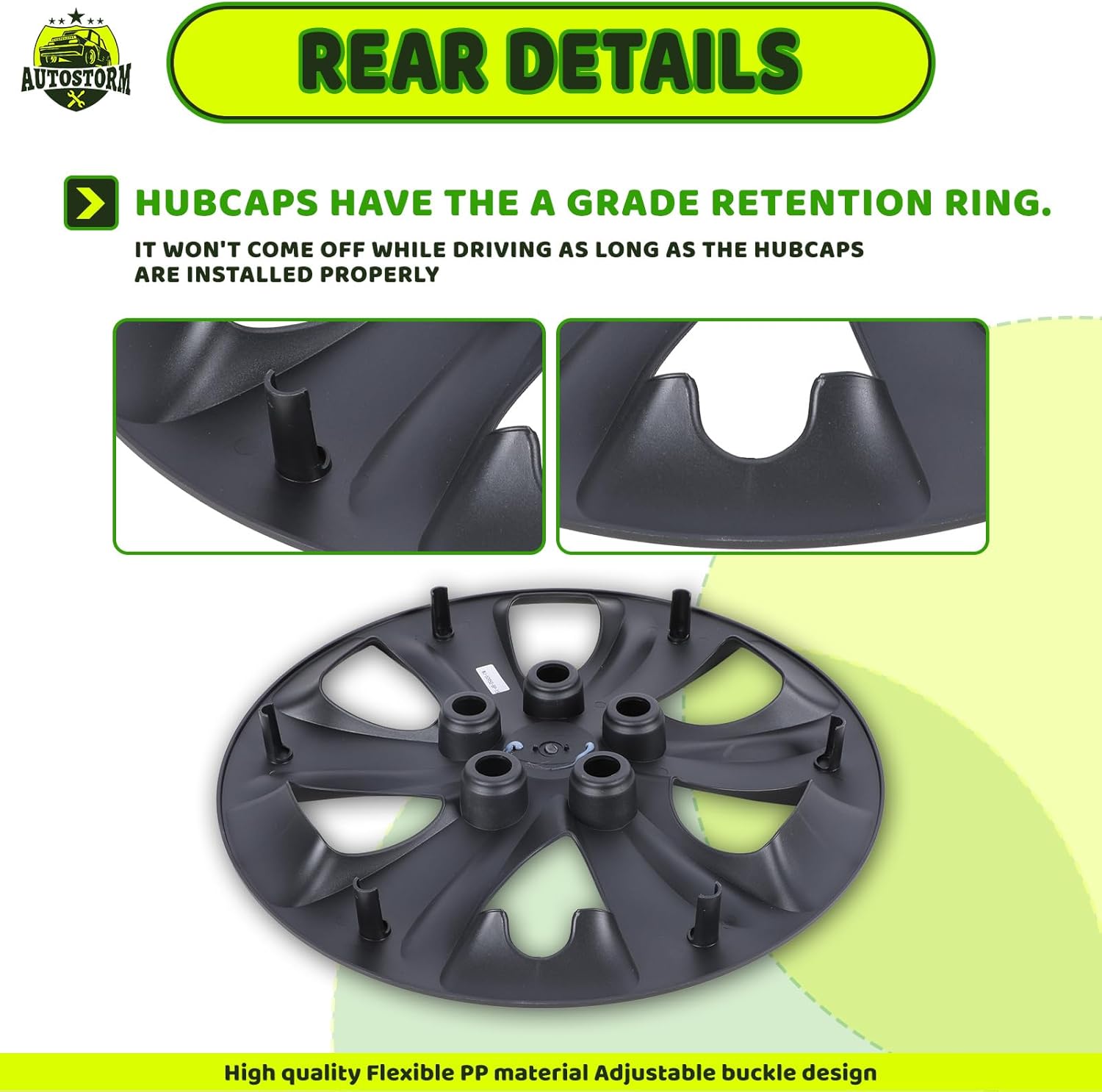 AUTOWIKI 15" Hubcaps for 2011-2016 Hyundai Elantra Sedan with Steel Wheel, Bolt-On Design with Factory Lug Nuts, Aftermarket Replacement, Matte Black-4 Pieces, 6 Spoke Style for 52960-3Y000