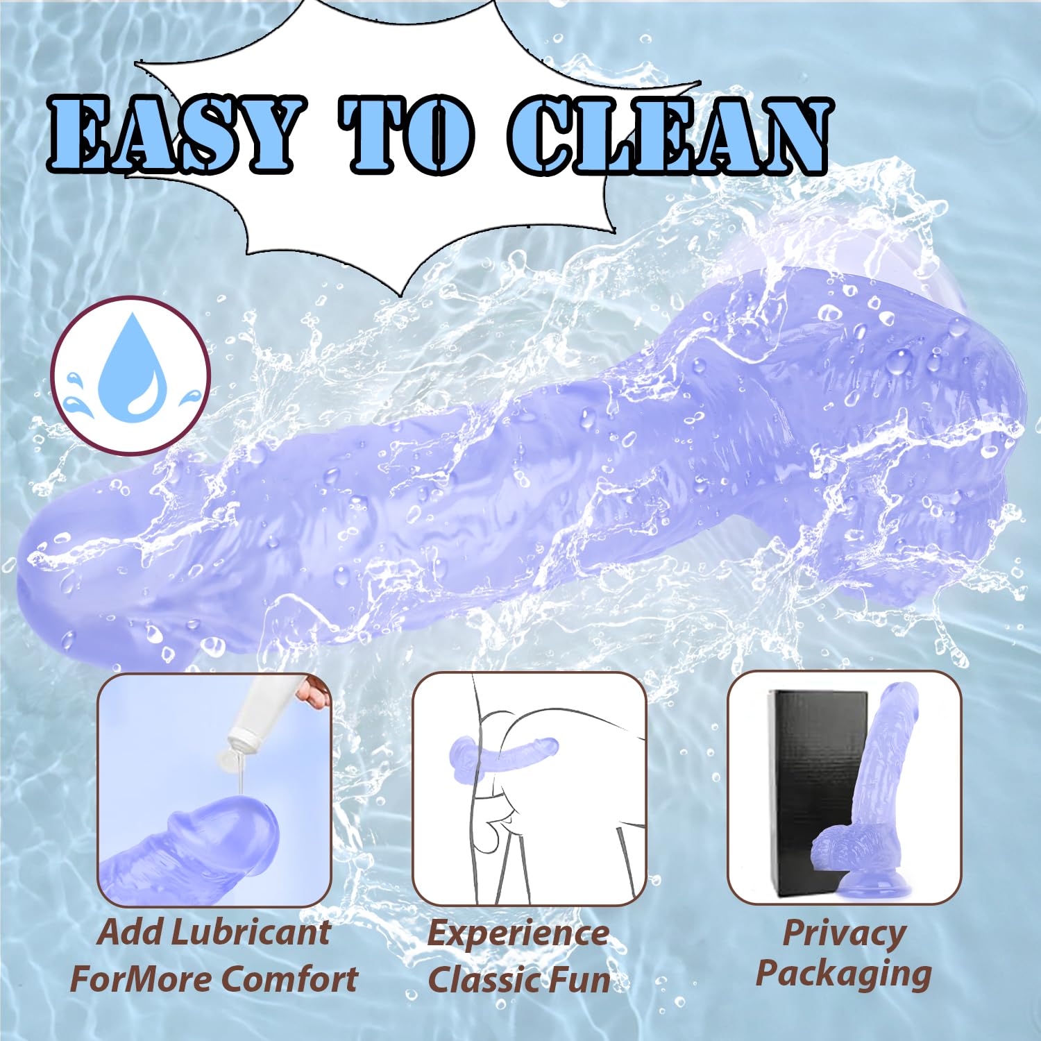 7 Inch Soft  Dildo, Realistic Silicone Medium Anal Dildos Stimulation Vaginal G-Spot and Anal, Safe Material Lifelike Men Penis with Strong Suction Cup, Adult Sex Toys for Women/Beginner Sexual: Blue