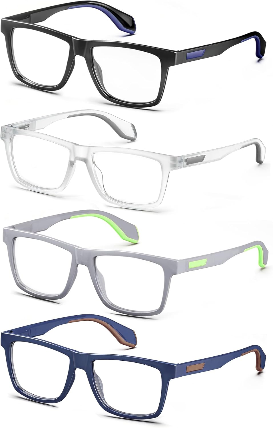 Reading Glasses Men Blue Light Blocking Wide Oversized Readers Computer Cheaters Glasses Rubber Temples Large Frames