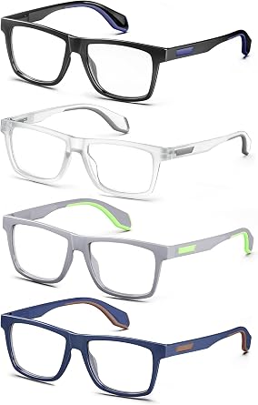Reading Glasses Men Blue Light Blocking Wide Oversized Readers Computer Cheaters Glasses Rubber Temples Large Frames