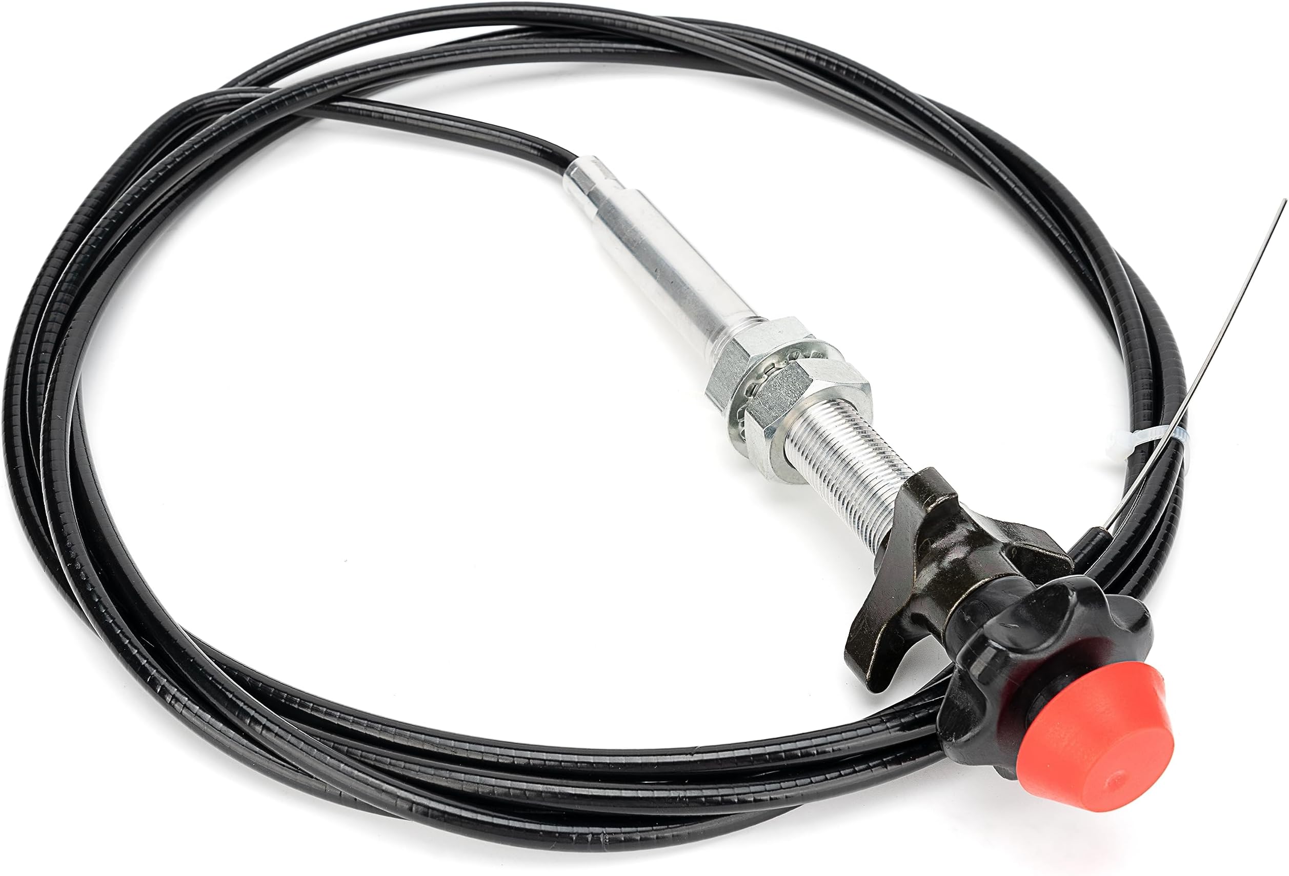 Qagea 55204 Control Cables with 2 in Black Knob, Locking Throttle Cable Replacement for Dorman, 10Ft. Length