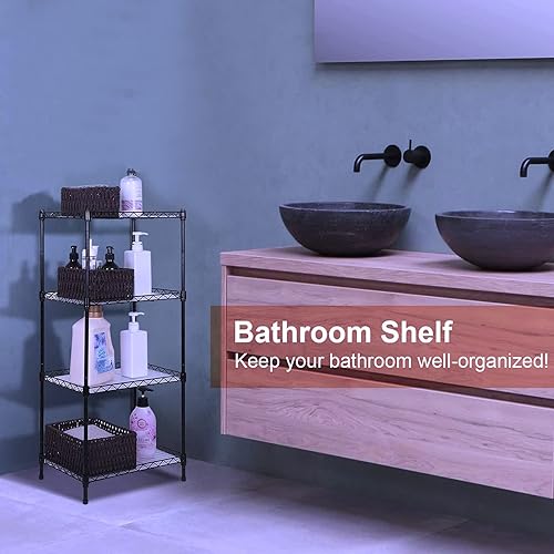 Miniatura 4 de La mejor estantería de alambre de 6 niveles, color negro, estante resistente, estantes de almacenamiento de cocina, estantería de alambre con