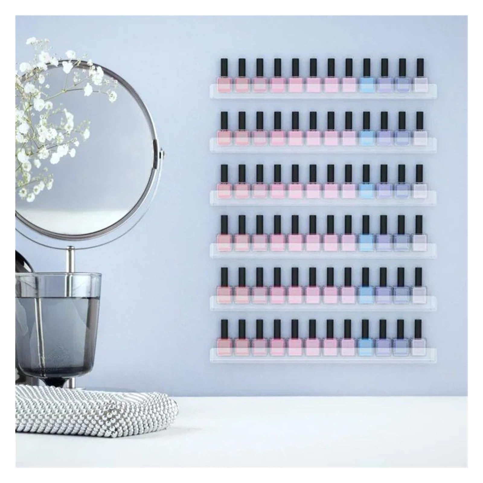 Espositore for Smalto a 6 Strati, portaoggetti Trasparente, Strumenti for Nail Art, Organizer for Rossetto, mensola a Parete per Manicure, Salone di Bellezza