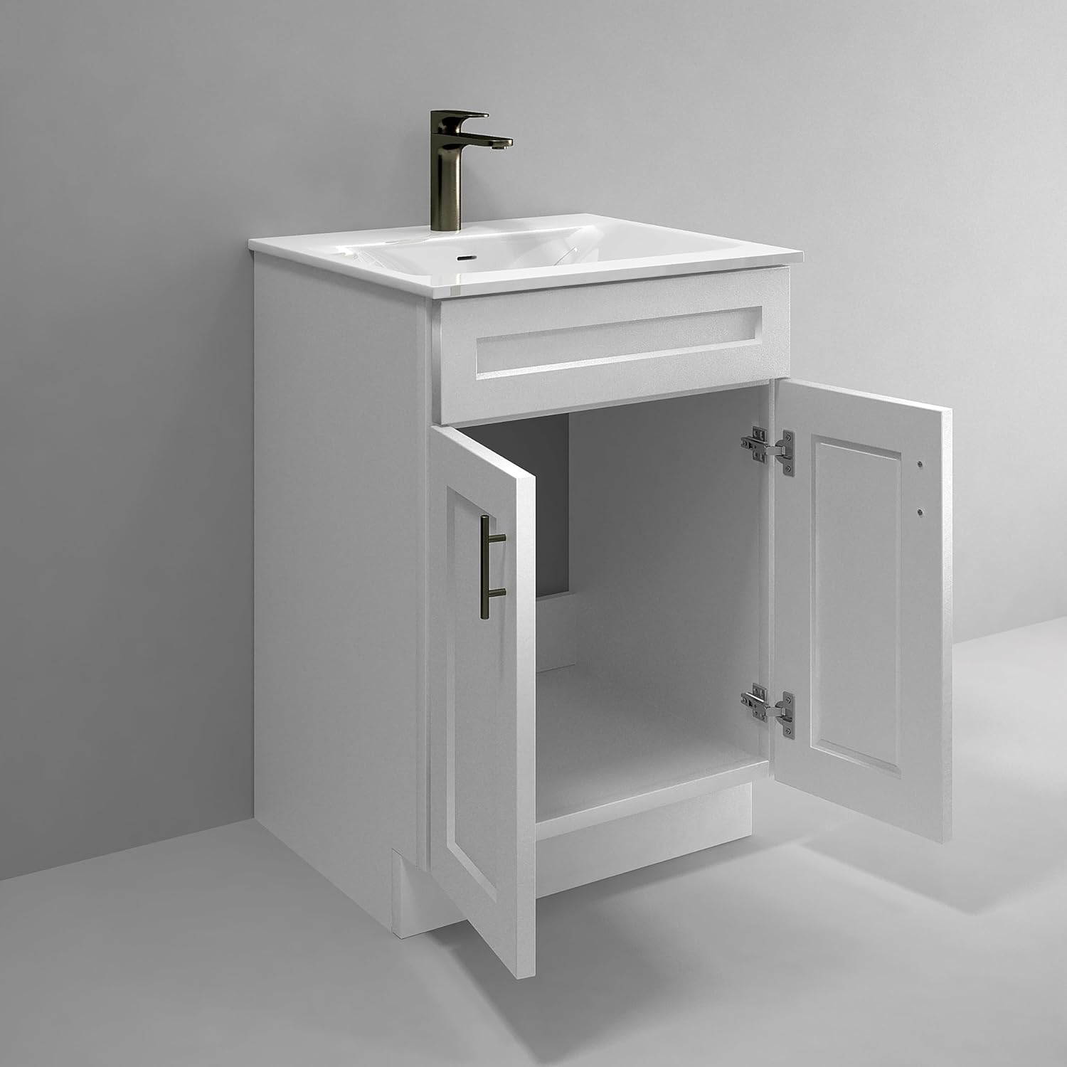 La Royal White Shaker Sink Base Bathroom Vanity Ready-to-Assemble Bathroom Cabinet 24" Width