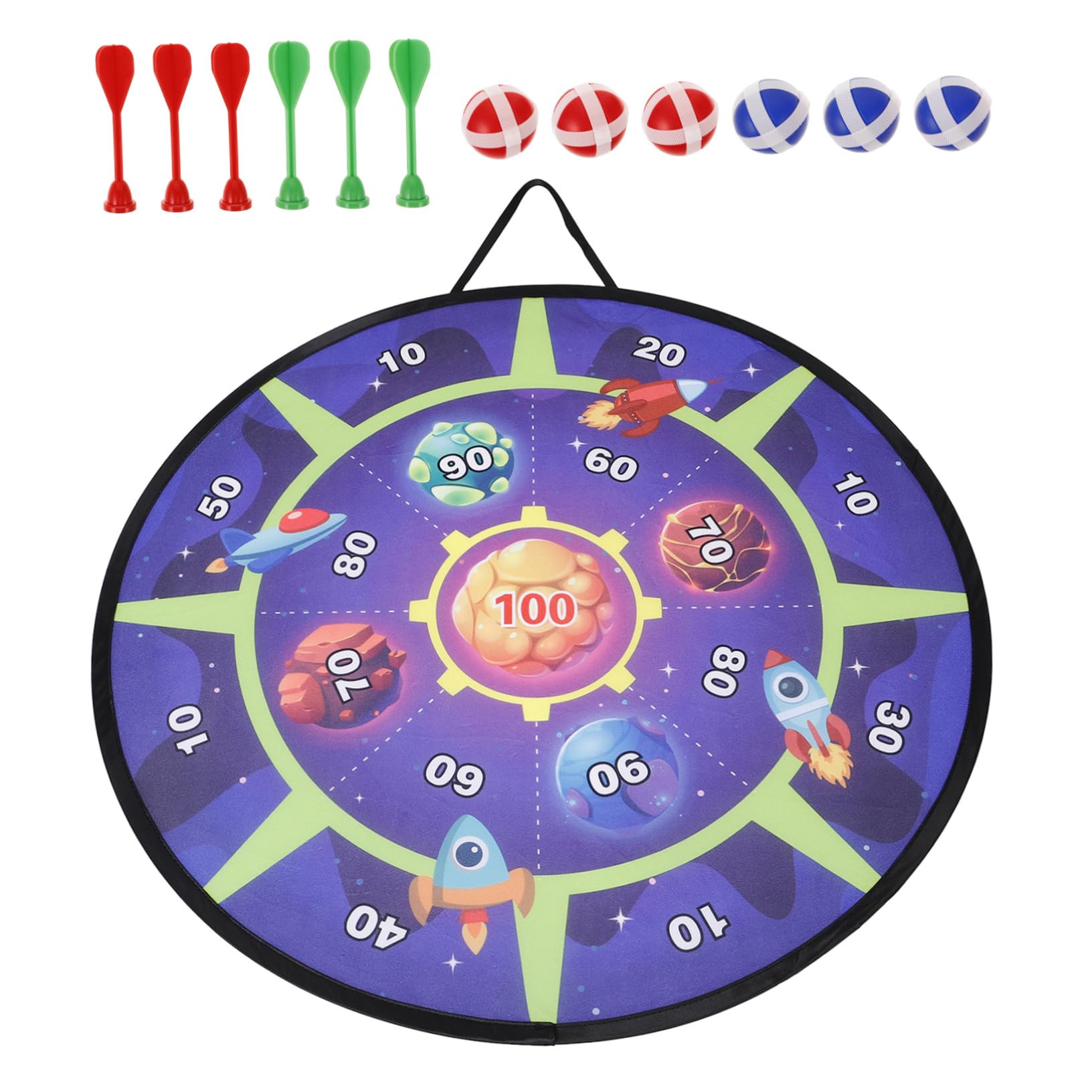 DECHOUS 1Set Space Themed Sticky Ball Dartboard Game for Fun Tossing Board for Family Activities and Skill Development