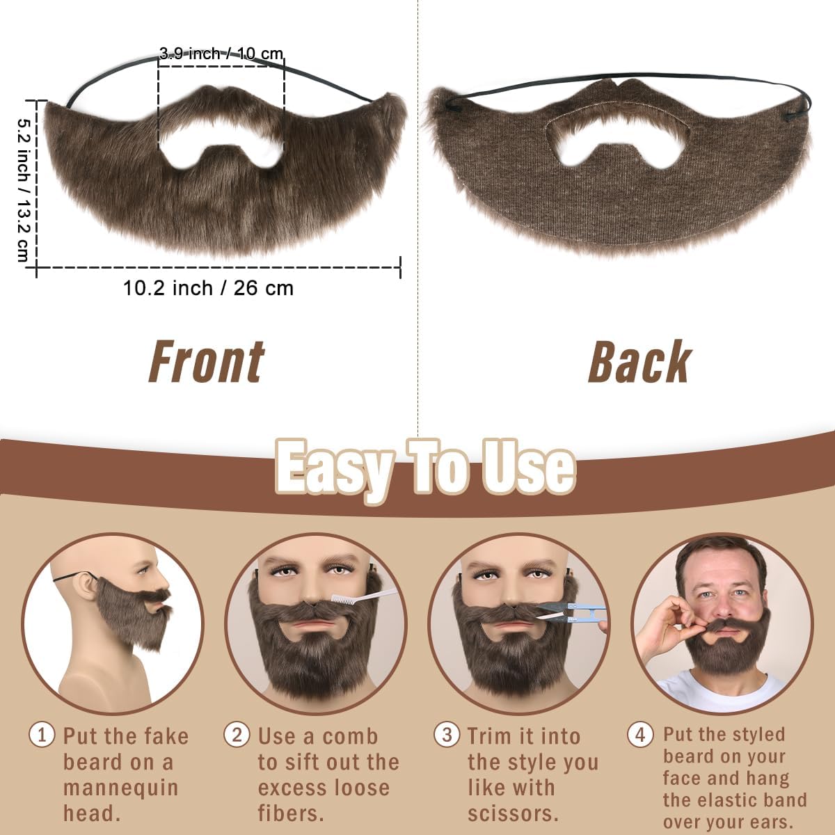 Honcloud Easy to Wear Fake Beard Suitable for Costume Matching Halloween Party image 4