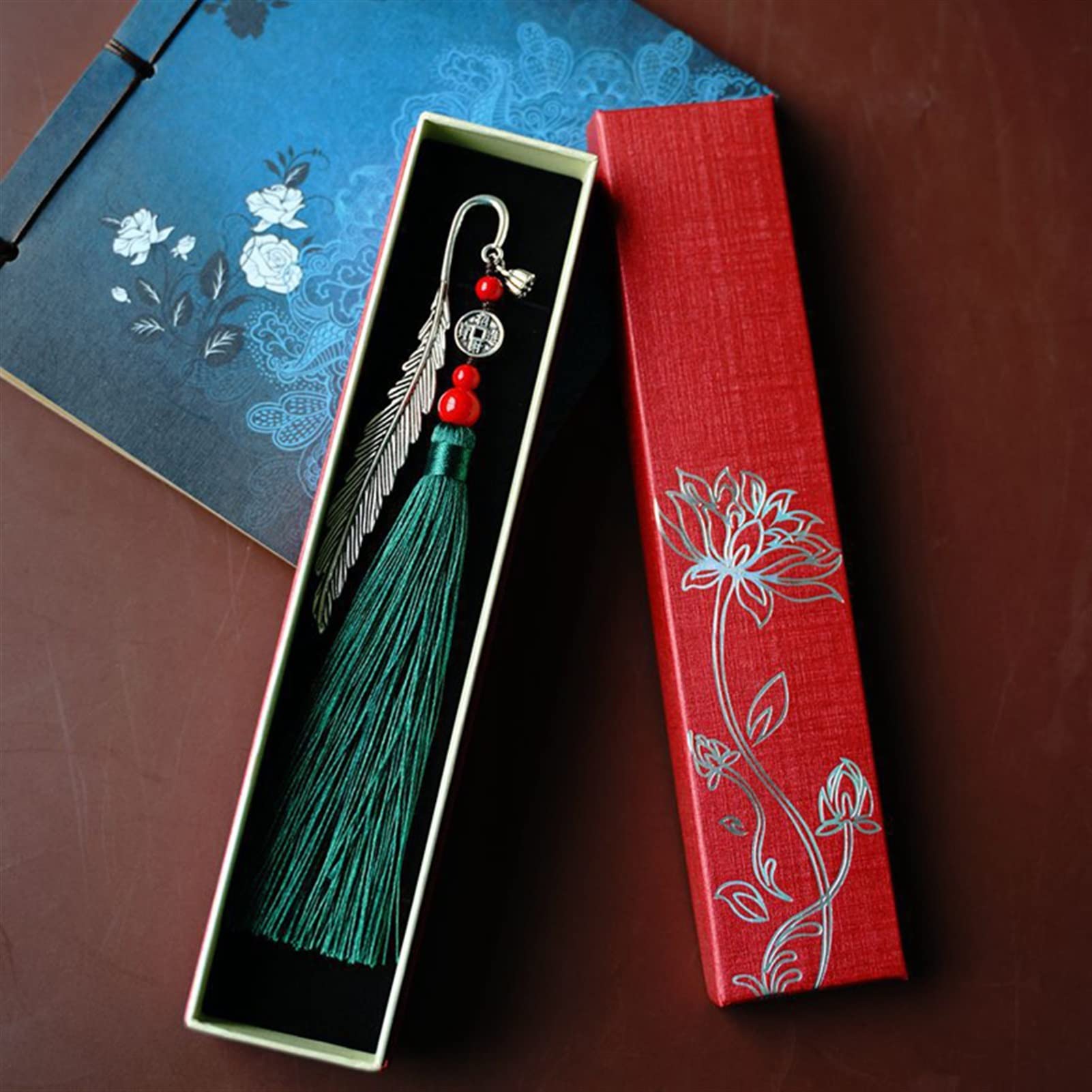 SUNESA Lesezeichen 1 STÜCK Retro Vintage Lesezeichen Exquisite Geschenkbox Metall Lesezeichen Lehrer Tag Geschenk Briefpapier for Freund Schule Bürobedarf Buch Markierungen (Color : D)