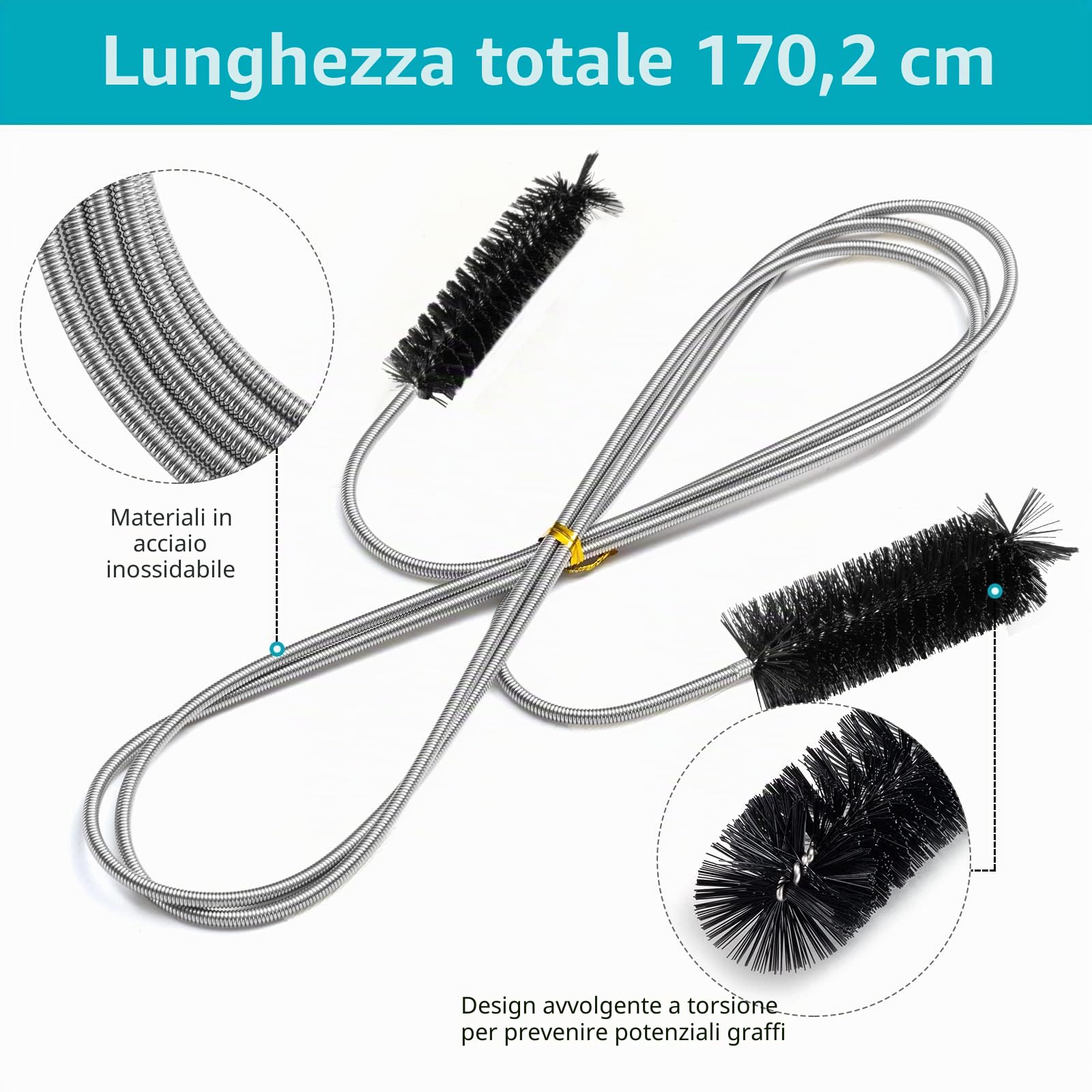 Tubo di alimentazione flessibile spazzola di pulizia sottile foro di scarico strumento di pulizia tubo tubo spazzola di pulizia colore nero