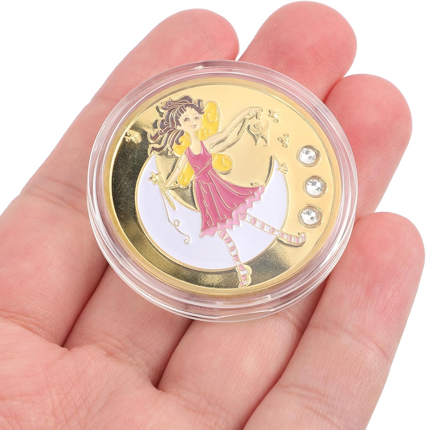 Toddmomy Tooth Fairy Tokens 2 Pack Commemorative Coins 1.69 Inch Metal Gold Collectible Coins Kids Lost Teeth Reward Gift for Tooth Fairy Keepsake Box
