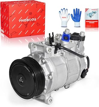 PHOBOOS A/C Compressor with clutch Compatible with Audi A4 2001-2016, A5 2010-2017, A6 2006, A8 2002, Q3 2015-2016, Q5 2010-2017, Q7 2013 & Porsche Macan 2018-2023, Ref. 98350
