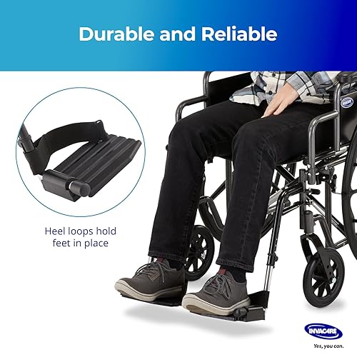 Miniatura 4 de Invacare Silla de ruedas Legrest con trabillas para el talón y diseño oscilante, longitud del reposapiés ajustable y plantilla compuesta abatible,