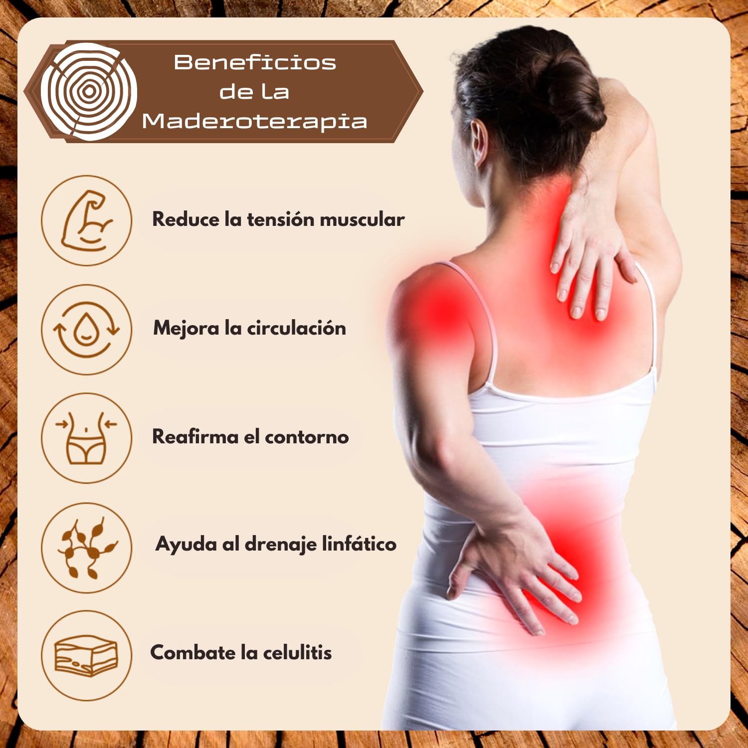 Kit Maderoterapia Corporal Profesional, con 6 Elementos de Maderoterapia y Bolsa Transporte, Set de Maderoterapia Celulitis que Incluye Guía de Buenos Hábitos